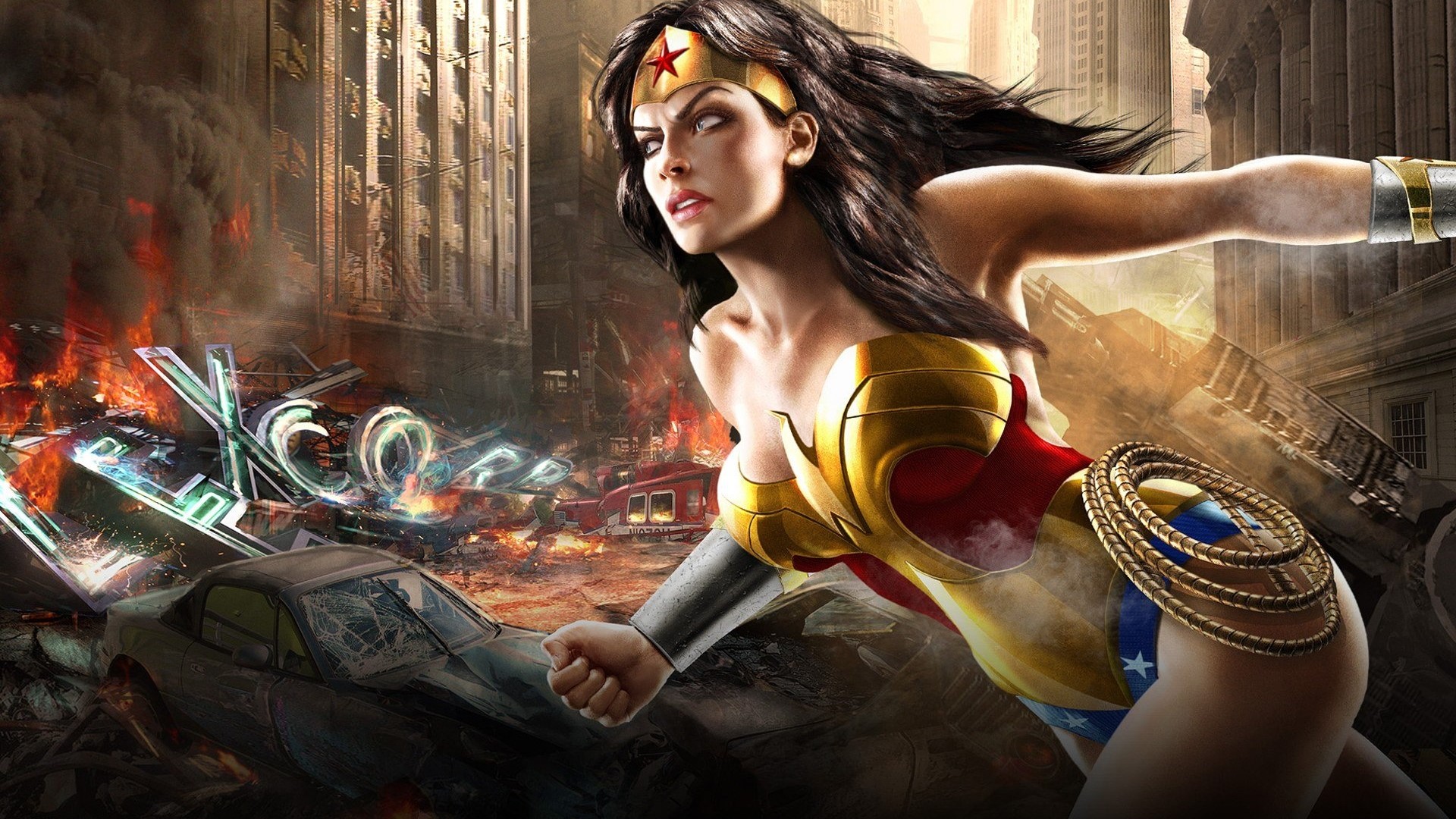Wonder Woman in a Destroyed City HD Wallpaper