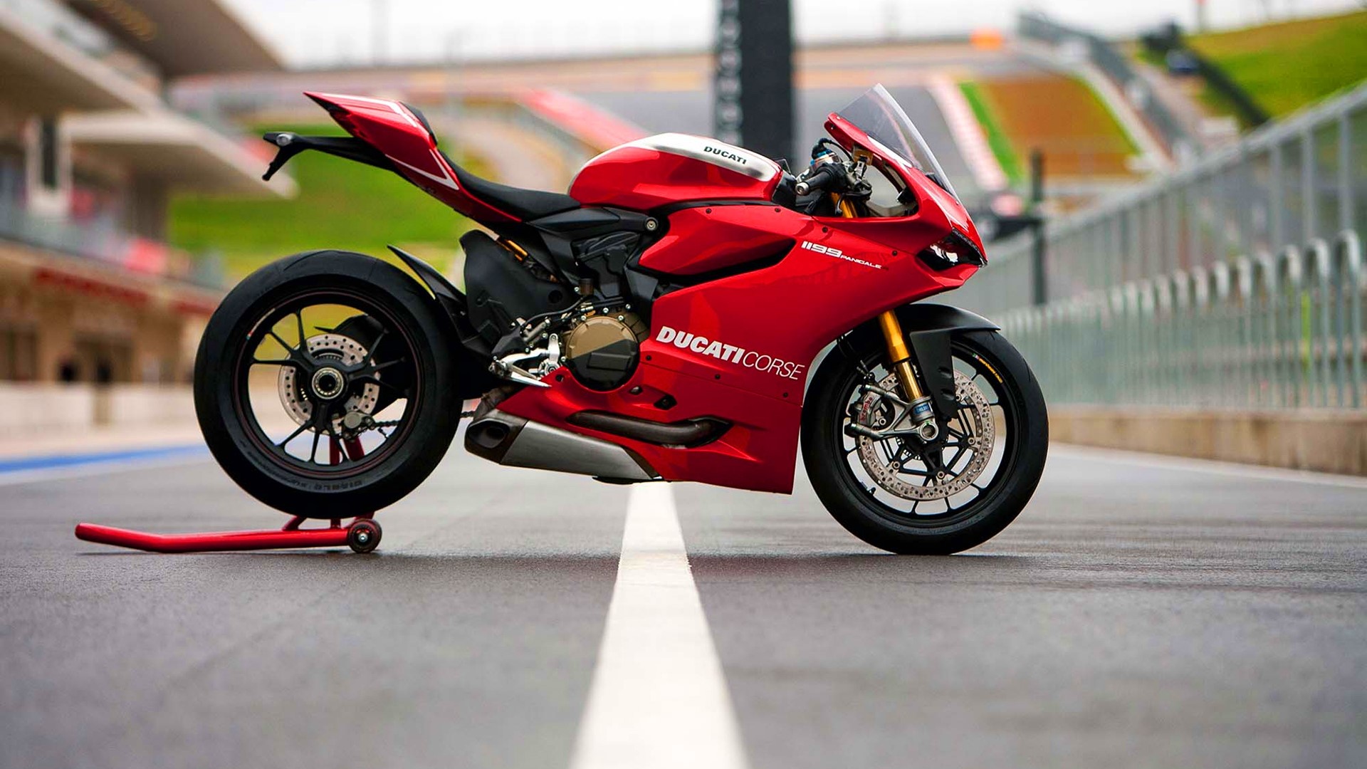 Red Ducati Corse Sportbike Motorcycle on Track HD Wallpaper
