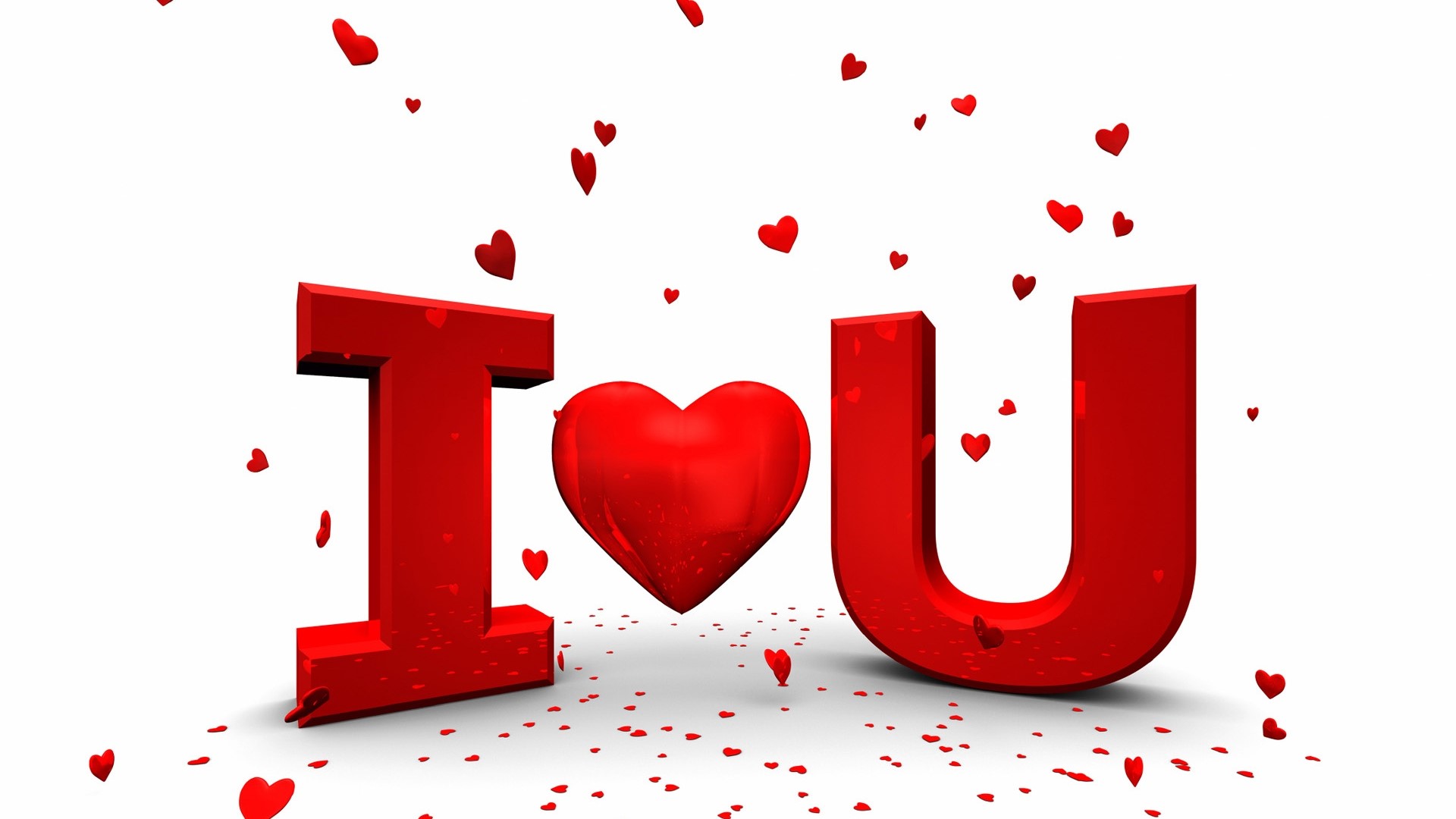 3D Red "I Love You" with Hearts HD Wallpaper