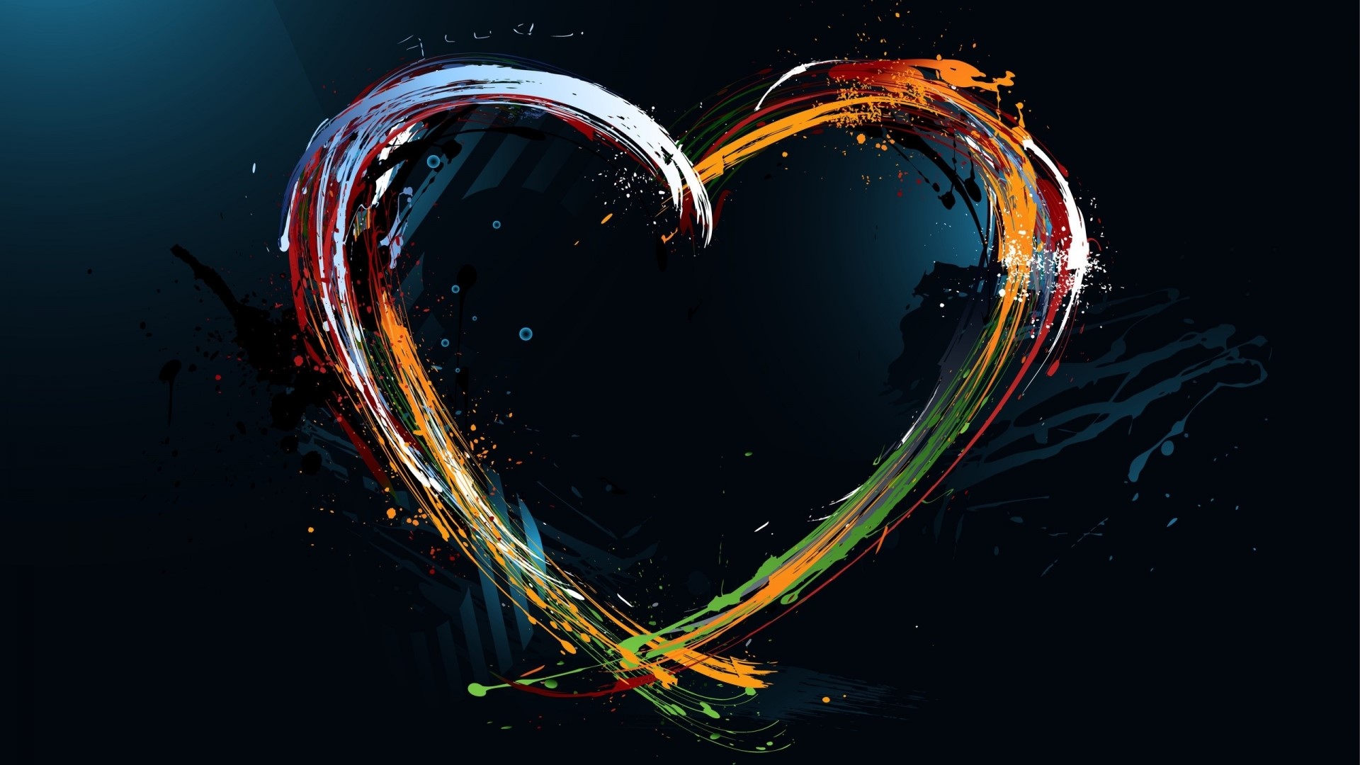 Abstract Heart Shape with Colorful Splatters HD Wallpaper
