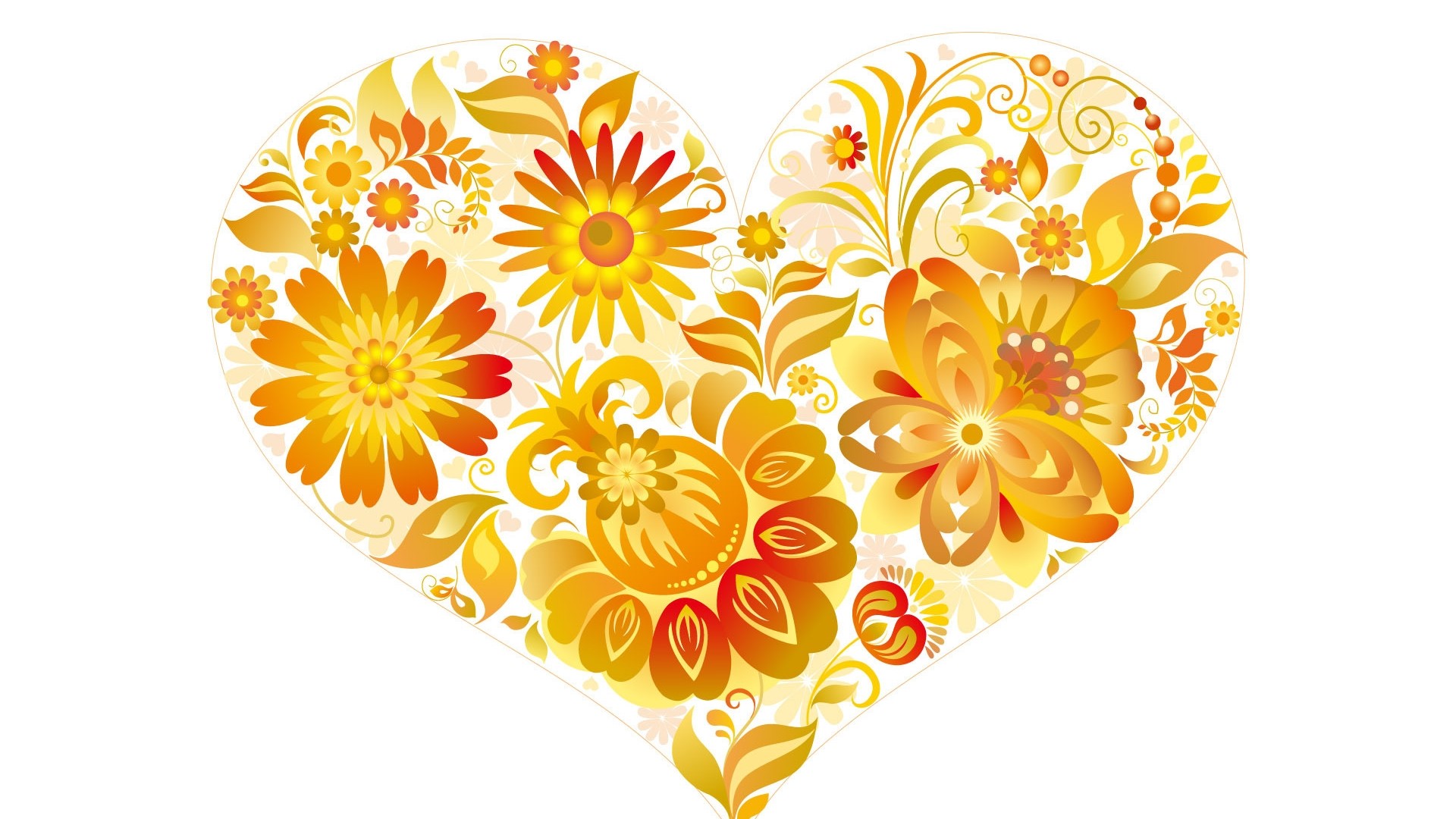 Heart shape with golden floral ornaments HD Wallpaper