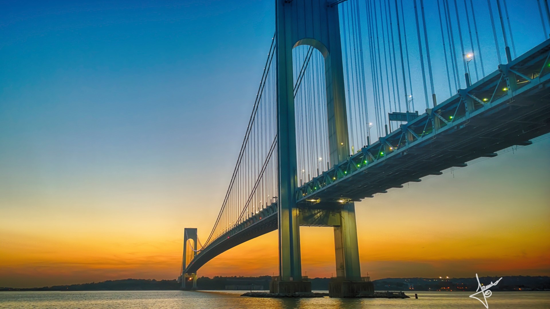Verrazano Narrows Bridge at Sunset HD Wallpaper