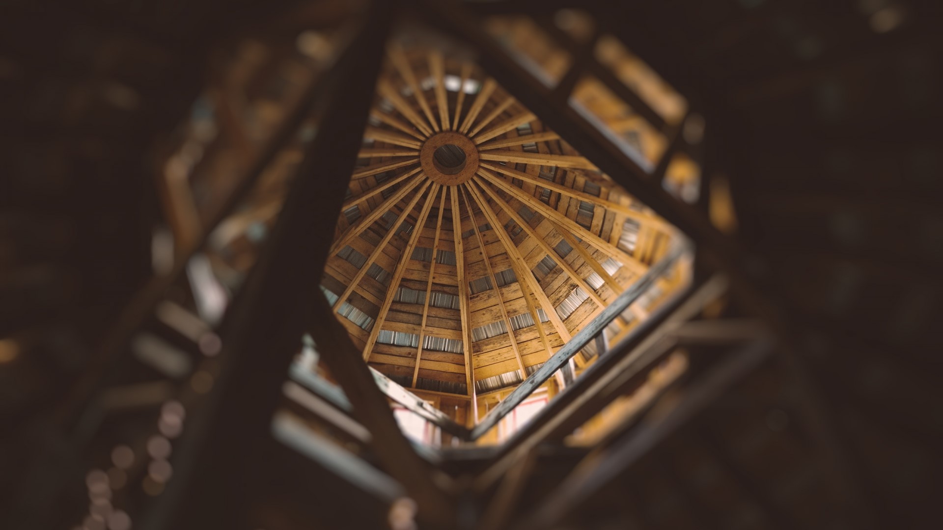 Wooden ceiling of a gazebo HD Wallpaper