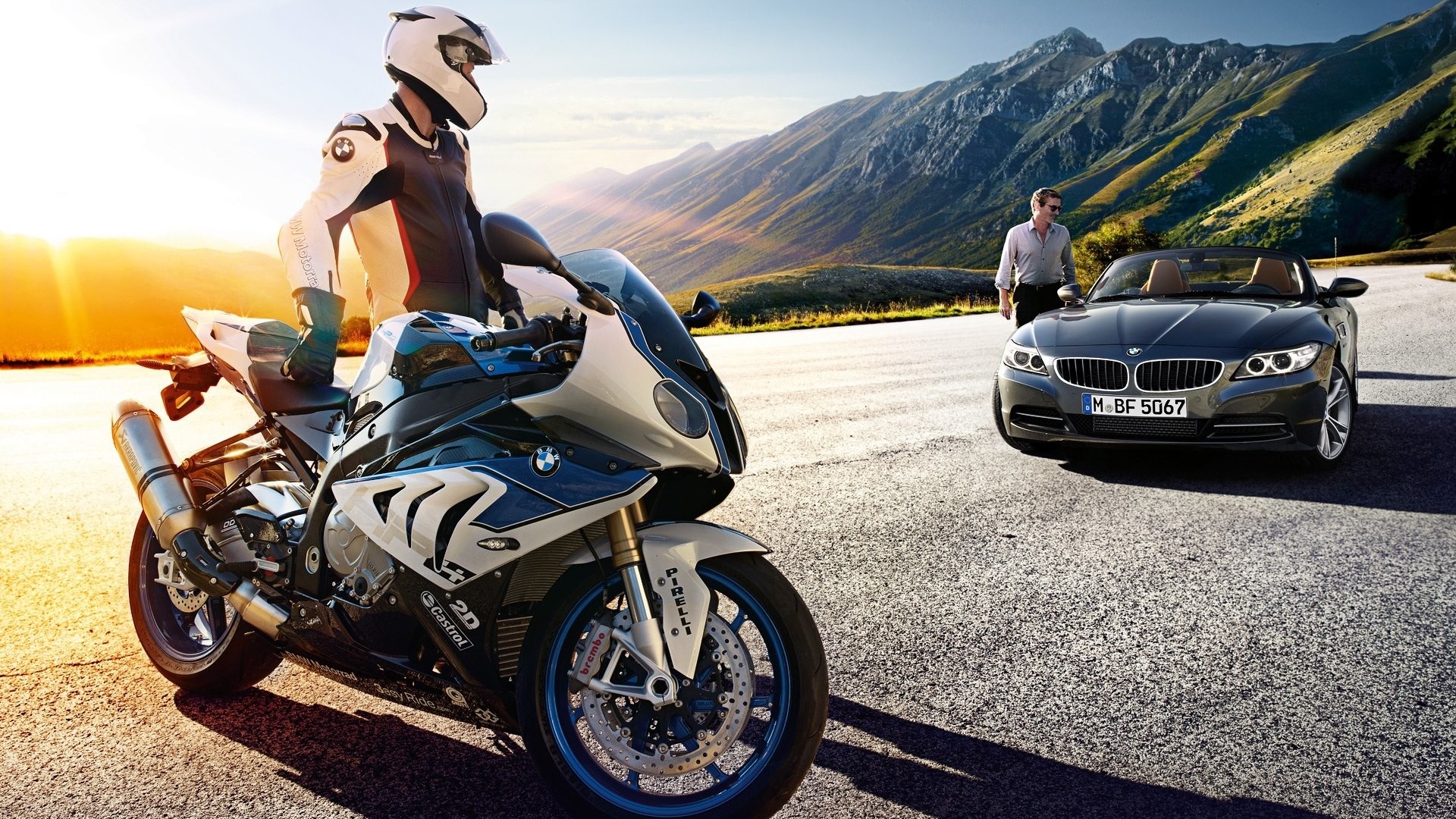 BMW S1000RR motorcycle and BMW Z4 convertible HD Wallpaper
