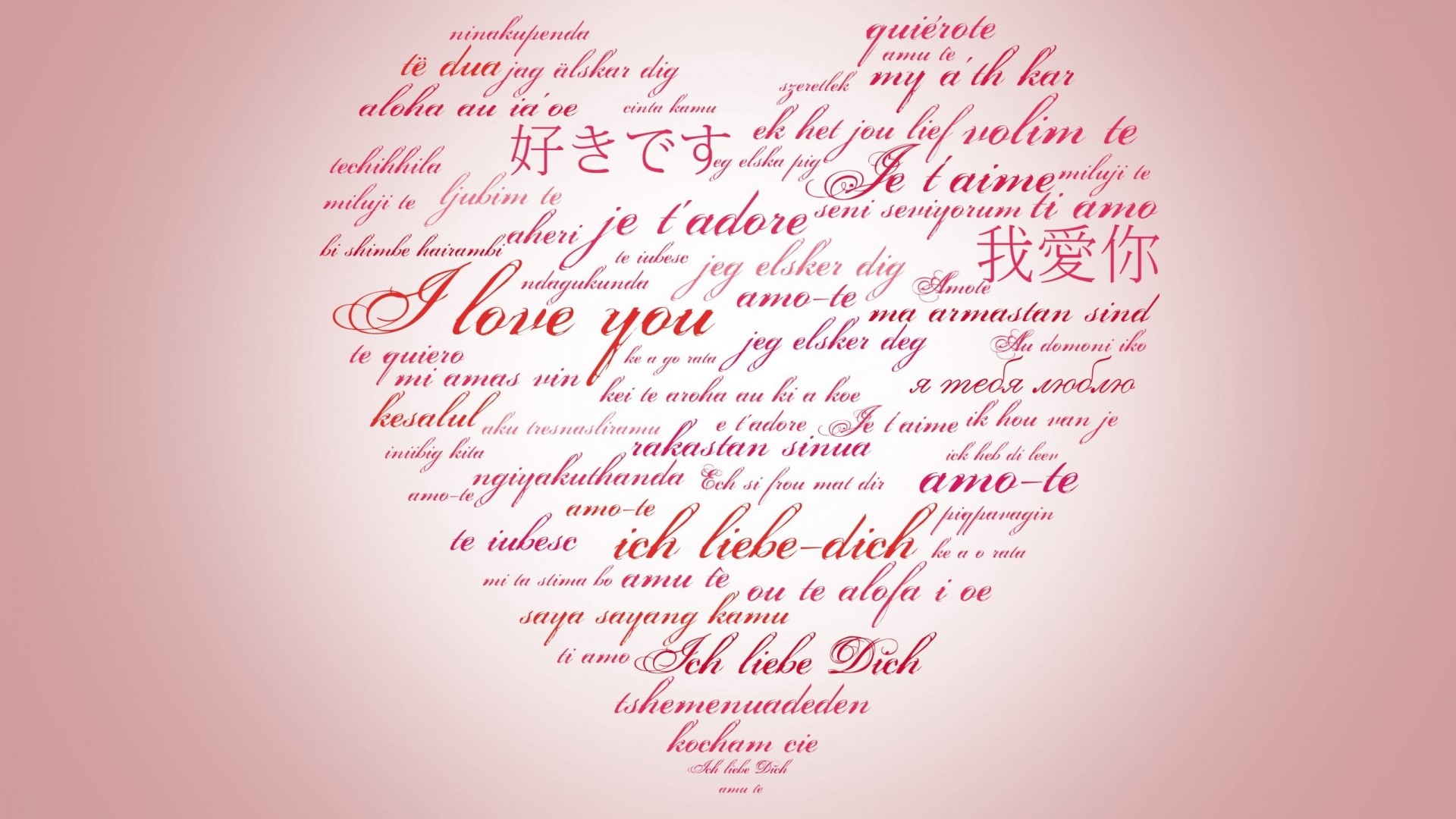 Love in Different Languages Heart HD Wallpaper