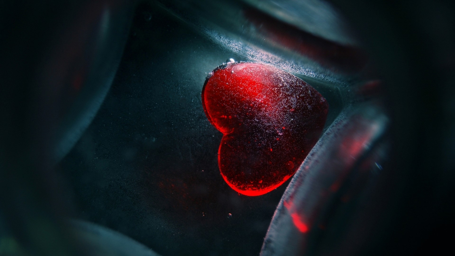 Red Heart in Dark Environment HD Wallpaper