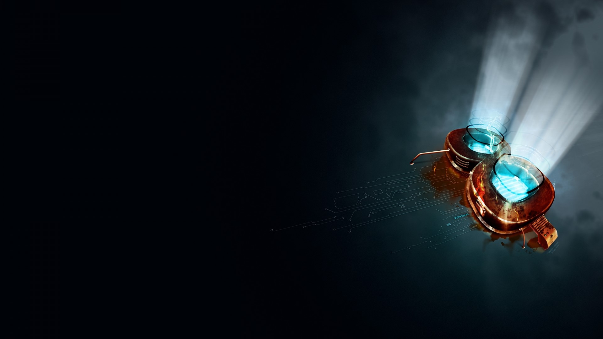 Steampunk Goggles with Blue Light HD Wallpaper