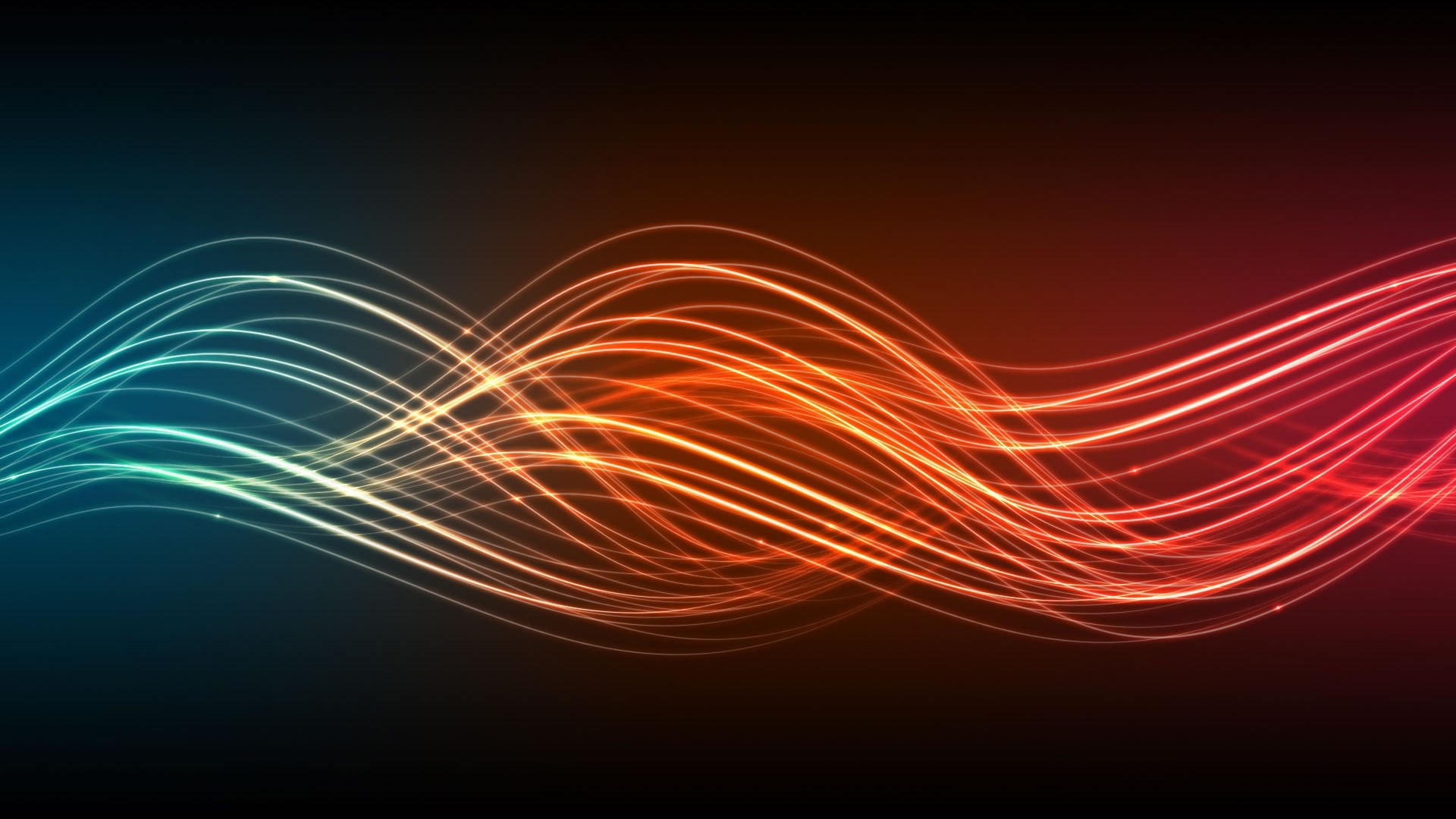 Abstract light waves in blue and orange HD Wallpaper