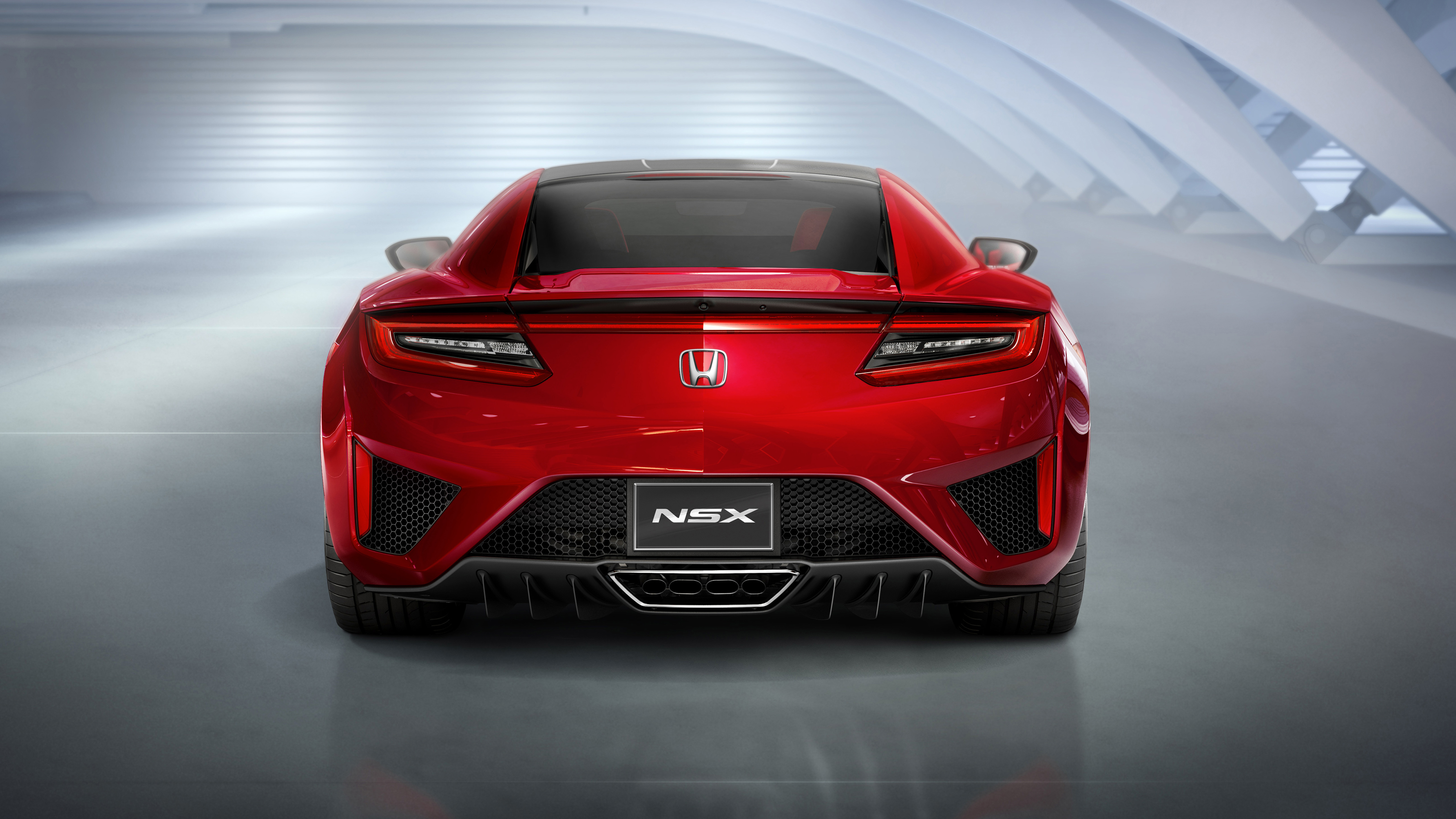 Rear view of a red 2017 Honda NSX HD Wallpaper