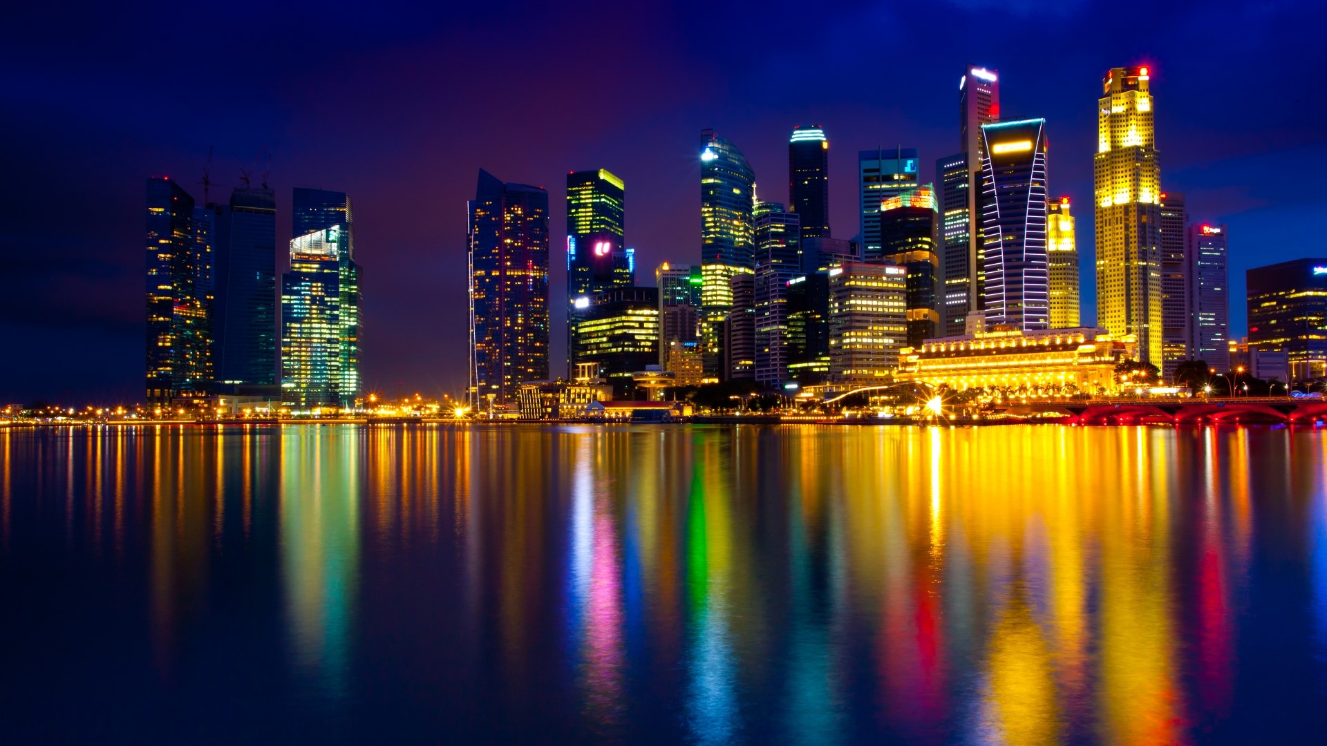 Singapore Marina Bay skyline at night HD Wallpaper
