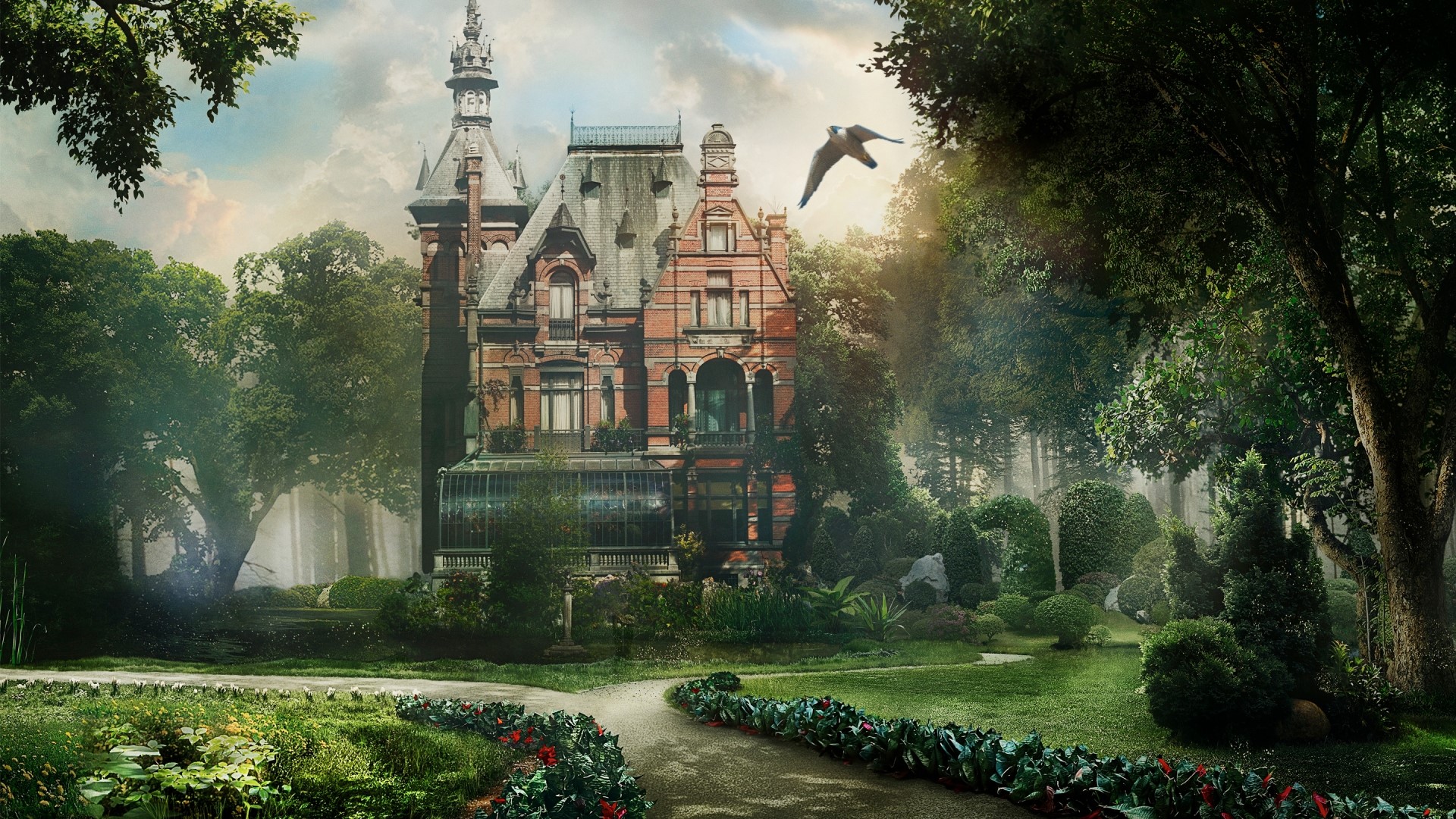 Fantasy dream home in a forest HD Wallpaper
