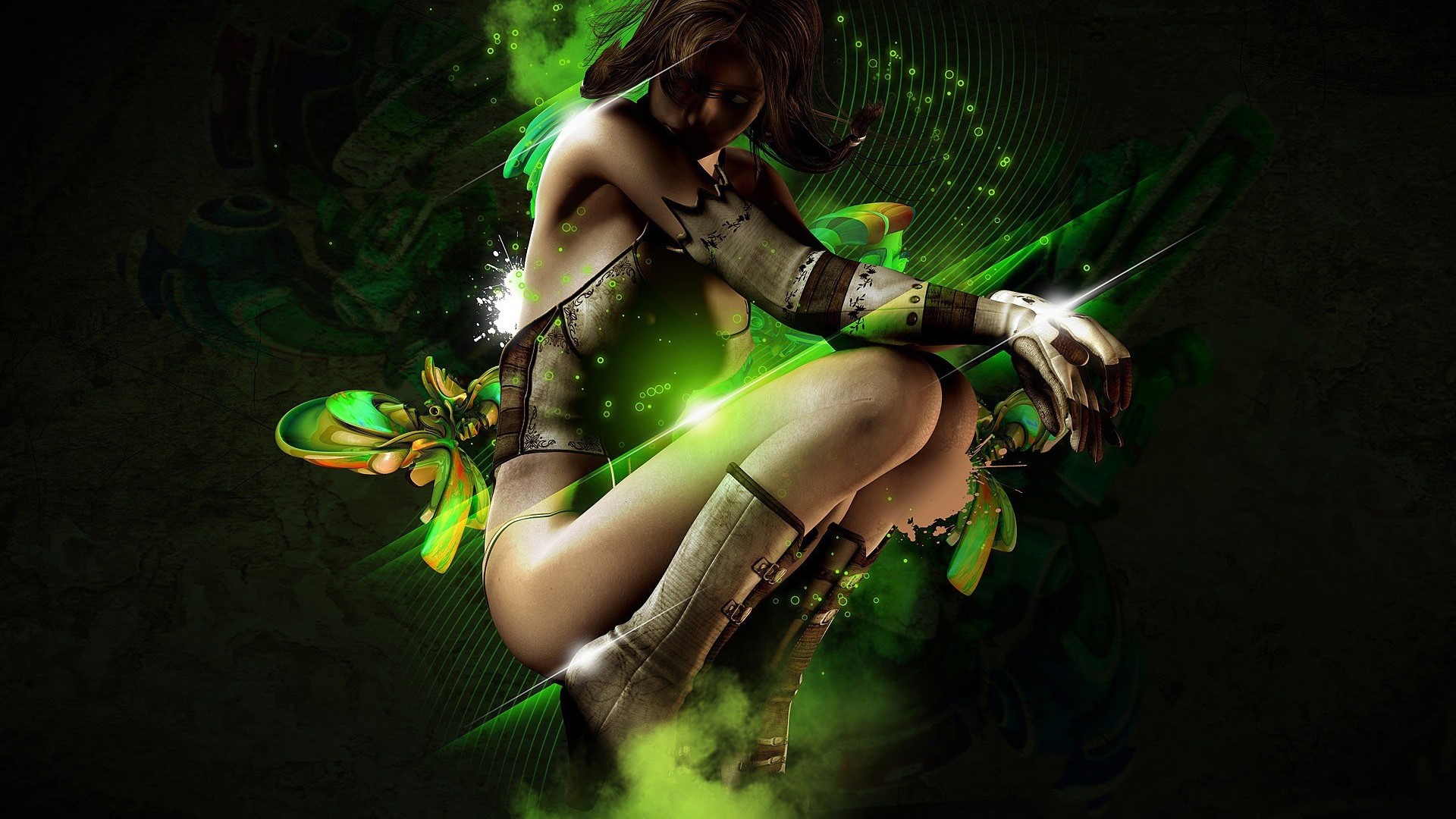 Fantasy girl with green energy HD Wallpaper