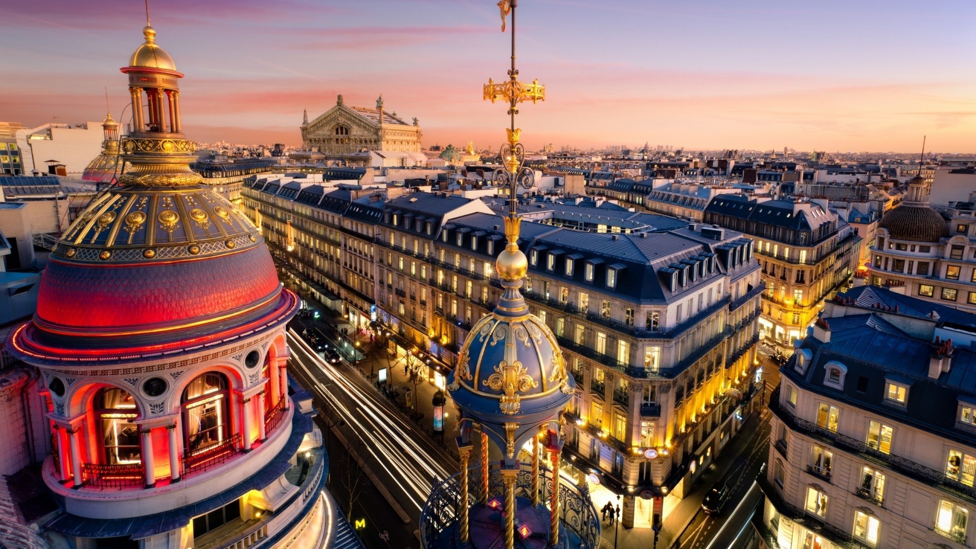 Paris cityscape at sunset with Opera Garnier HD Wallpaper