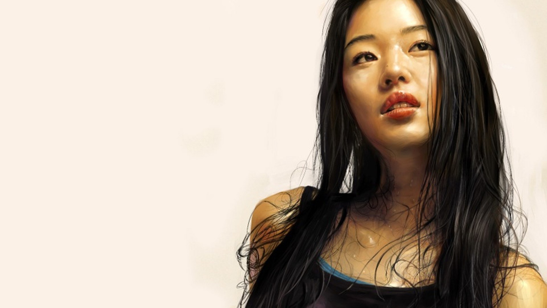 Woman with long black hair HD Wallpaper