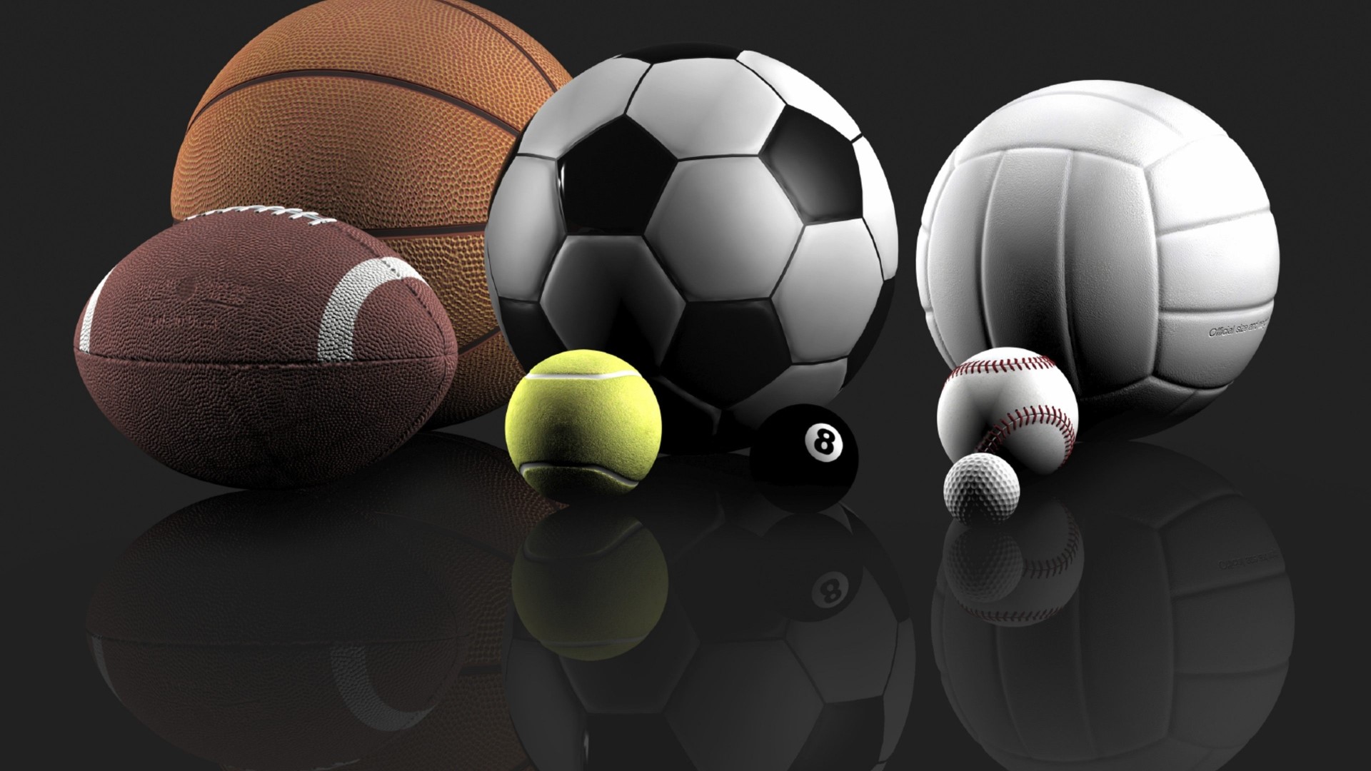 Collection of various sports balls HD Wallpaper