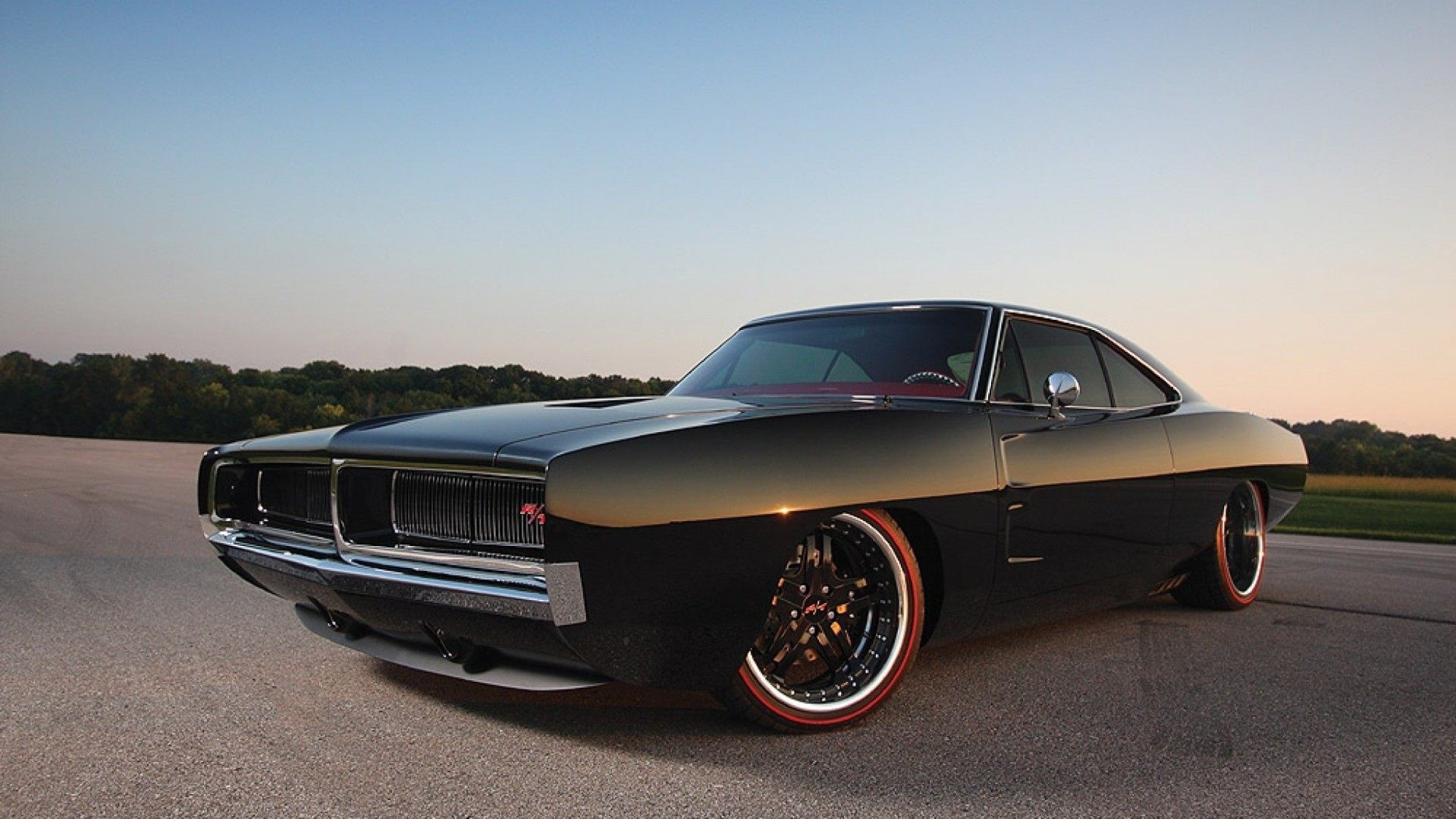 Black Dodge Charger R/T with custom wheels HD Wallpaper