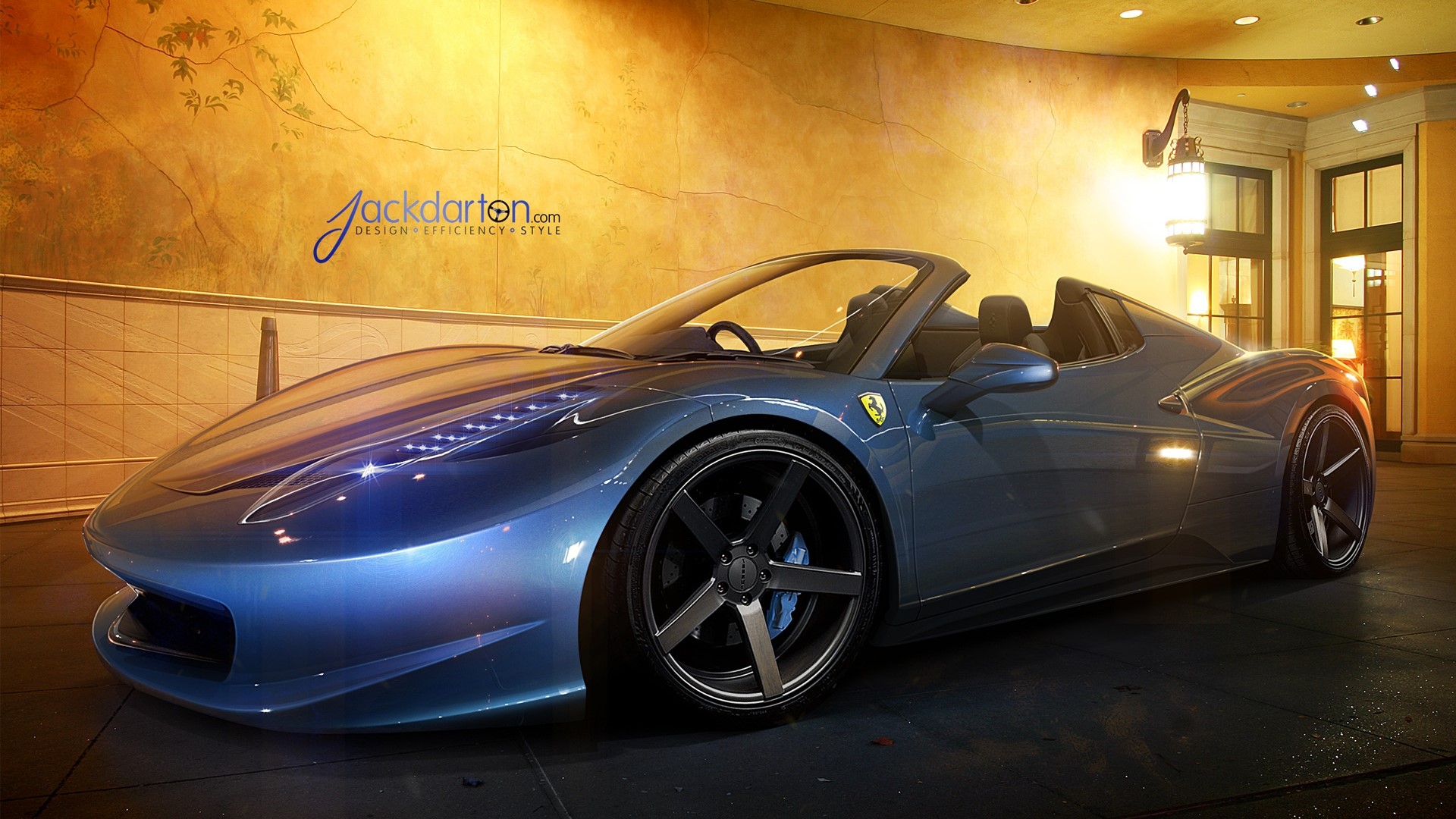 Blue Ferrari 458 Spider convertible HD Wallpaper