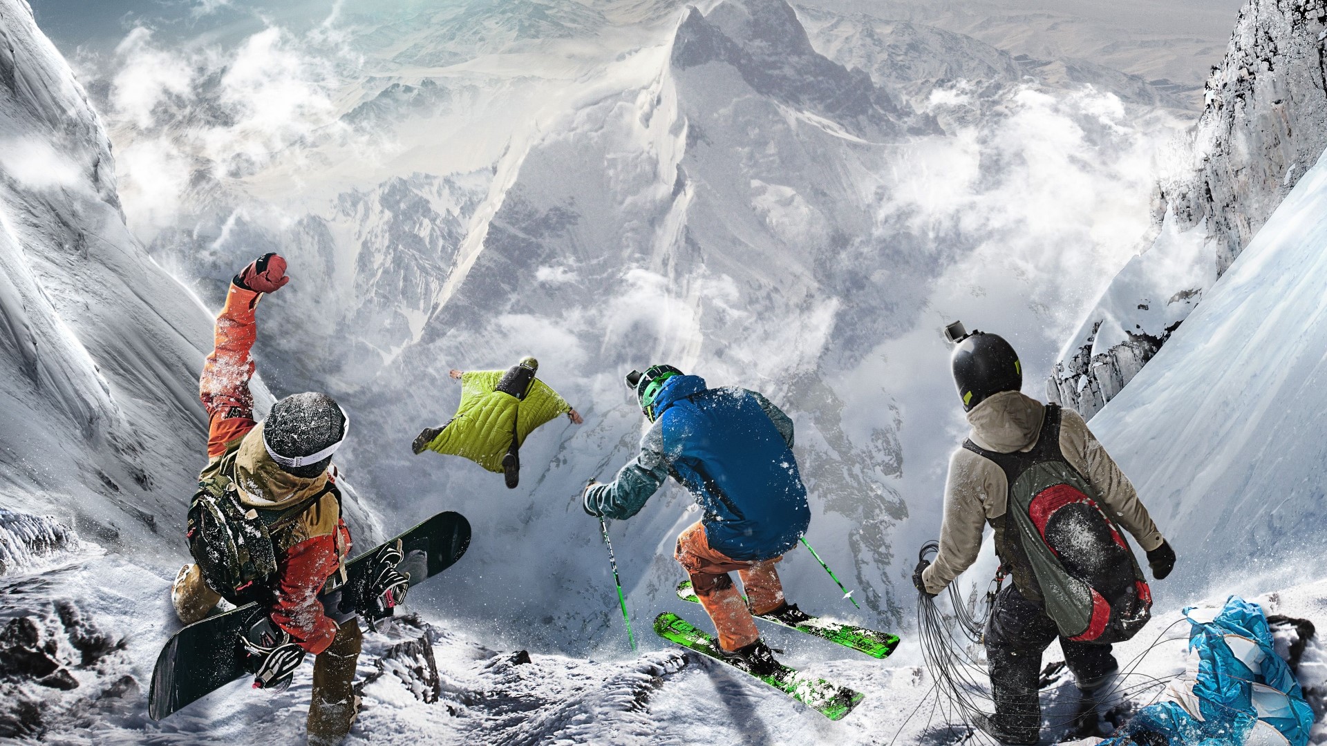 Extreme Sports Game with Snowboarders and Skiers HD Wallpaper