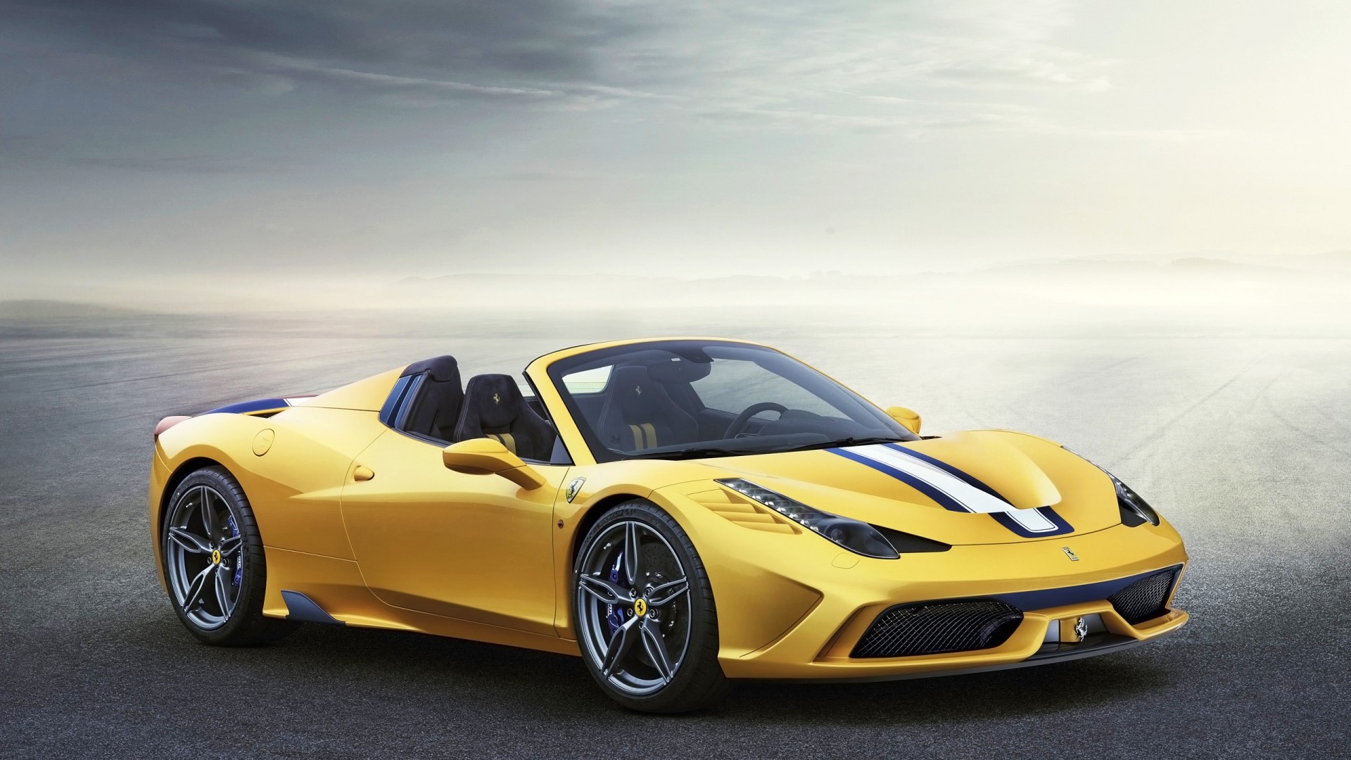 Yellow 2015 Ferrari 458 Speciale A convertible HD Wallpaper