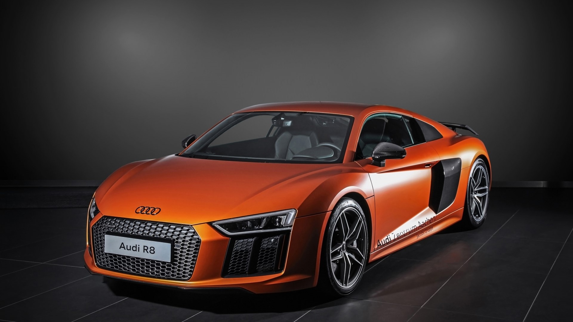 Orange Audi R8 V10 2015 HD Wallpaper
