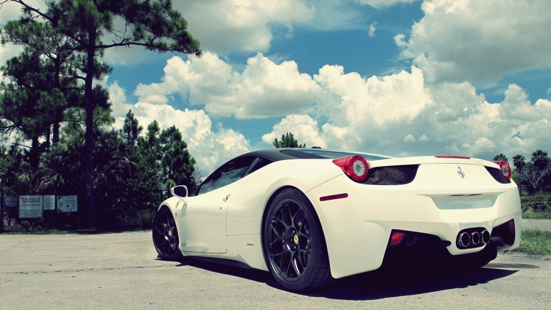 White Ferrari 458 Italia parked outdoors HD Wallpaper