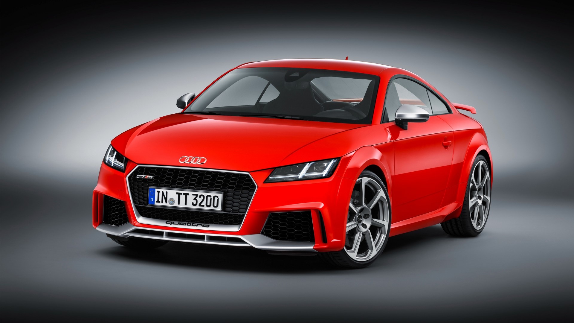 Red Audi TT RS Coupe with Quattro badge HD Wallpaper