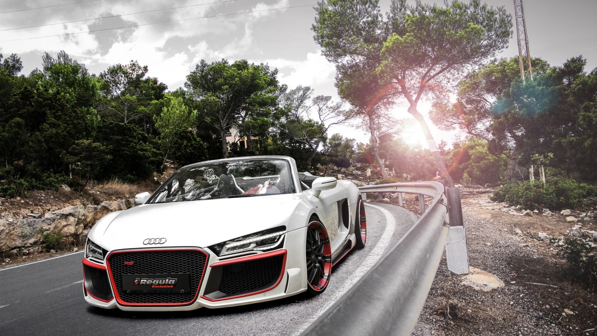 White Audi R8 Convertible on a Winding Road HD Wallpaper
