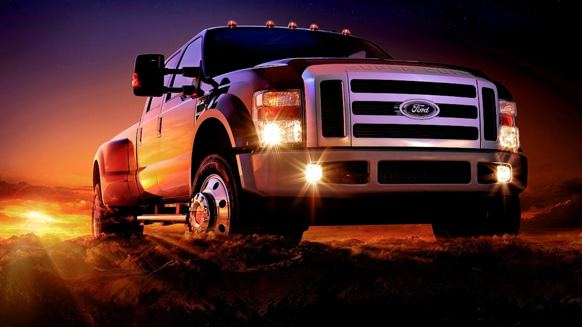 Ford Super Duty Truck at Sunset HD Wallpaper