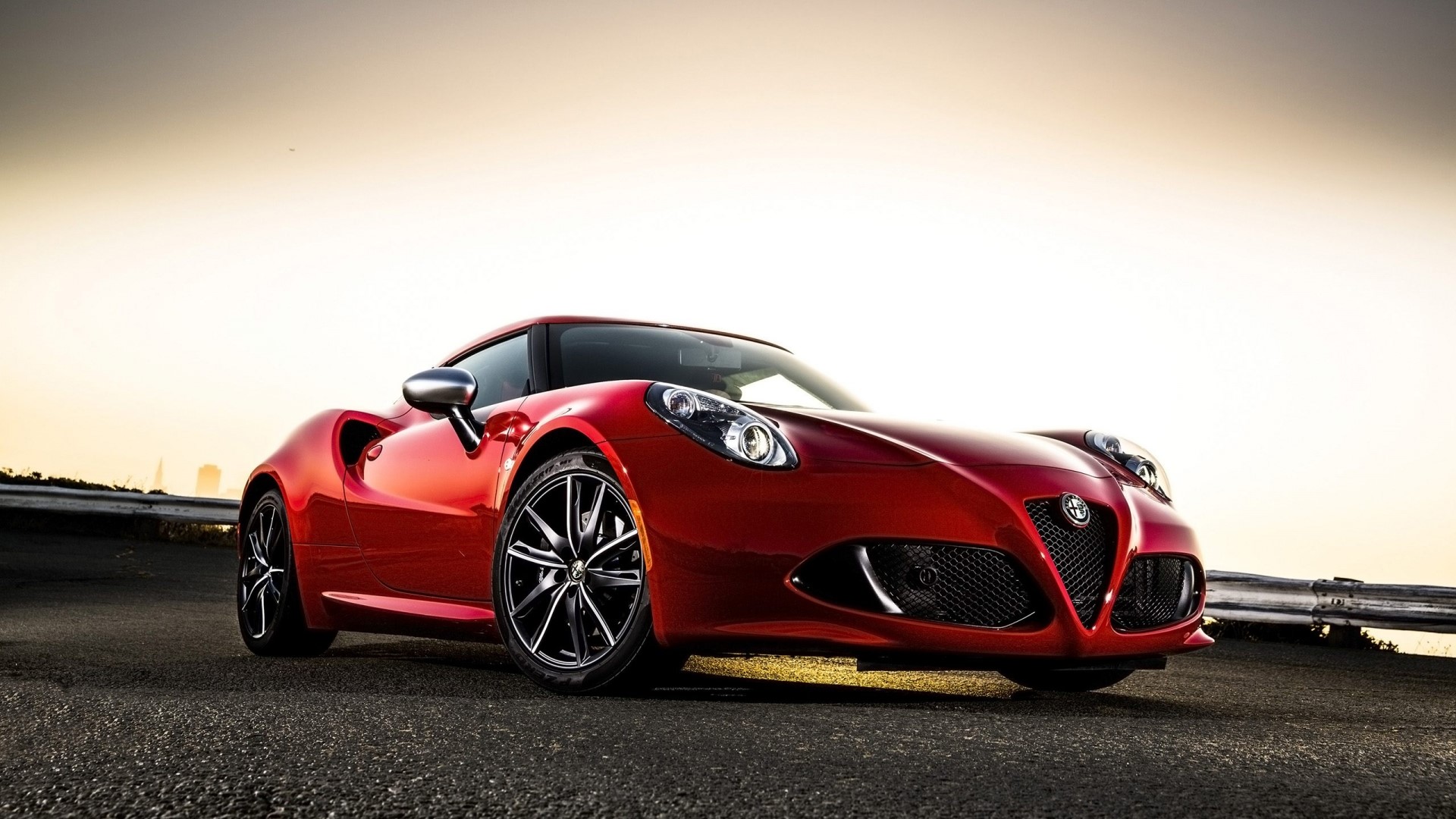 Red Alfa Romeo 4C Spider sports car HD Wallpaper