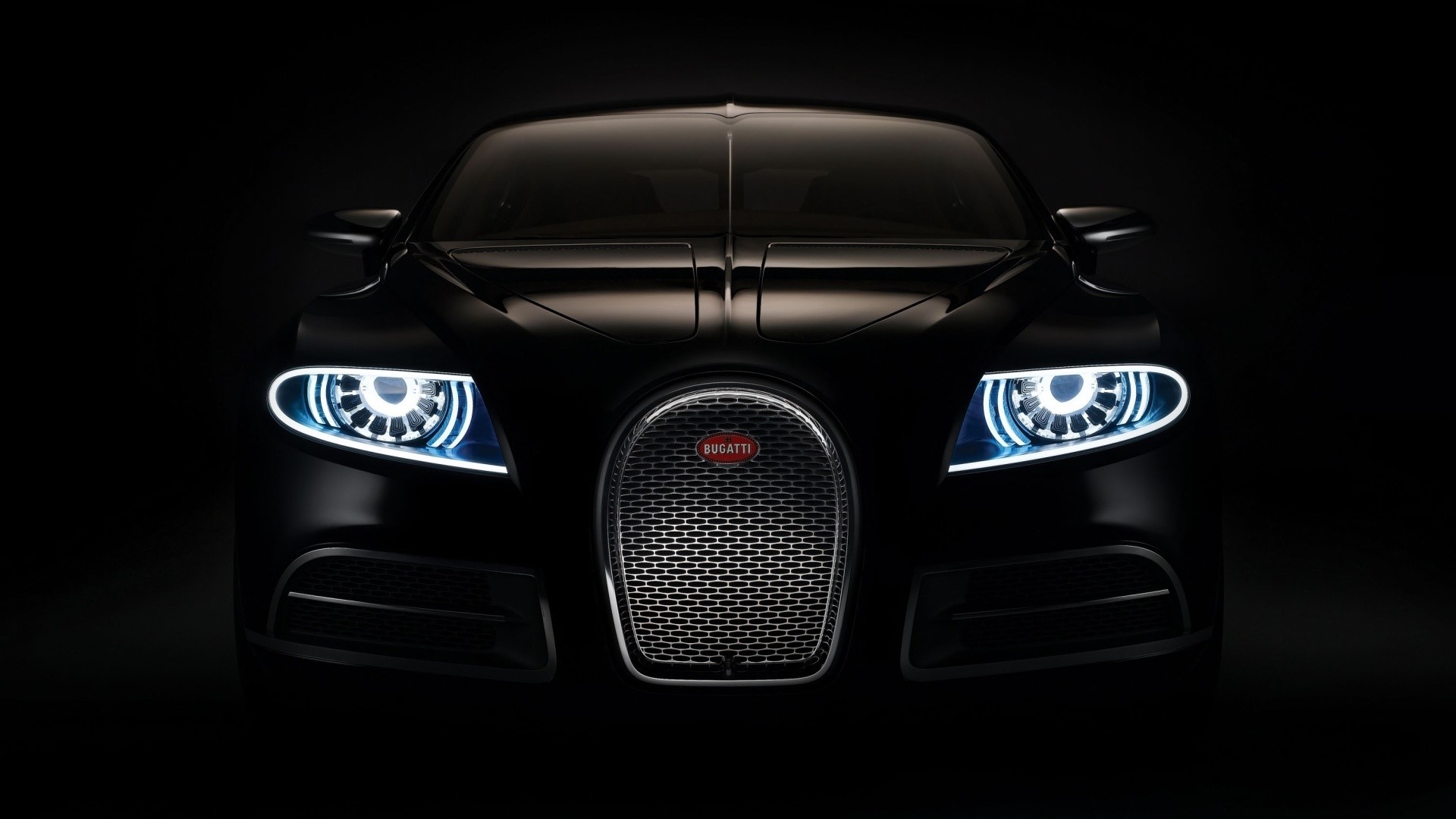 Black Bugatti Veyron Front View HD Wallpaper