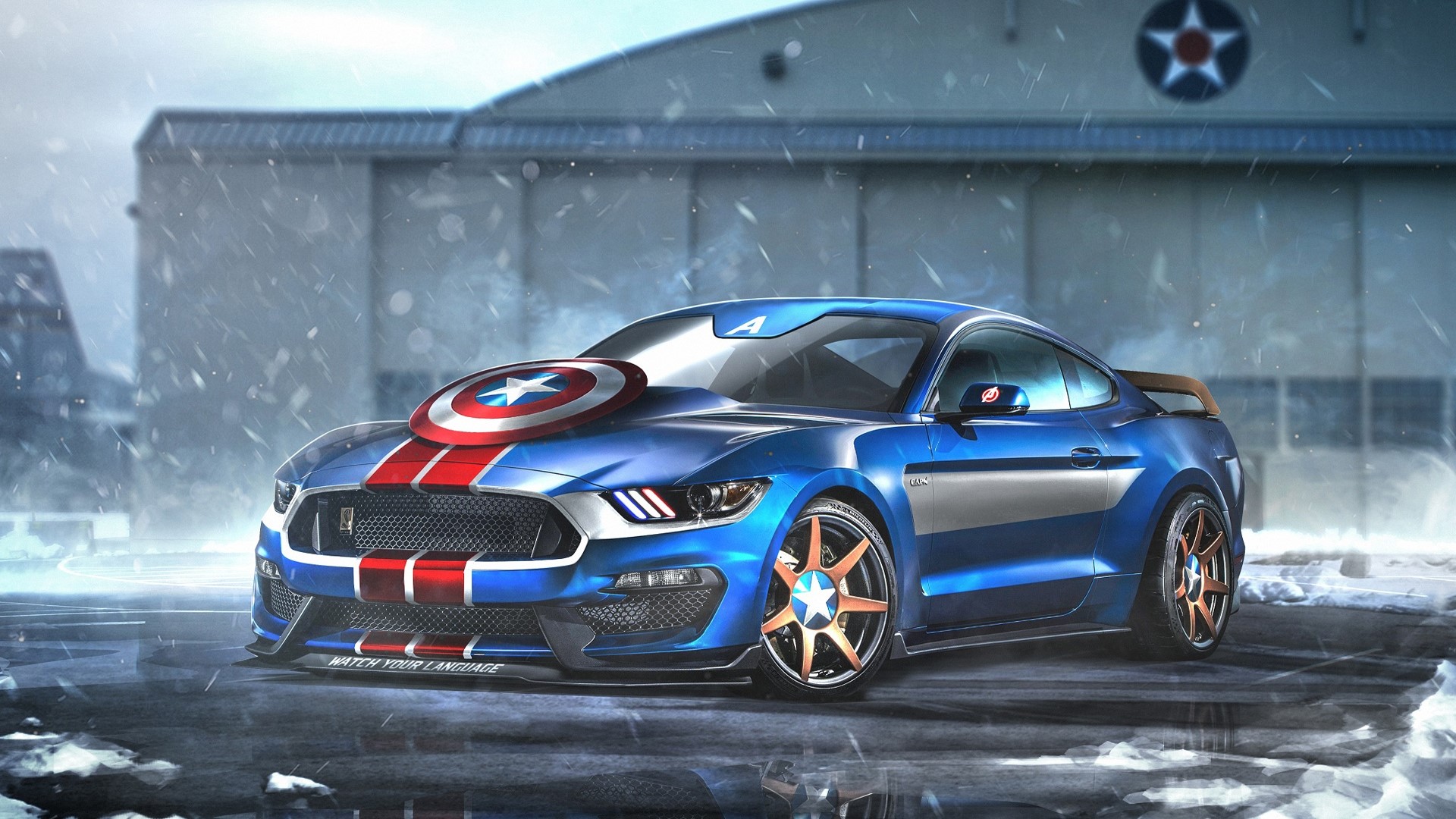 Captain America Ford Mustang GT350R HD Wallpaper