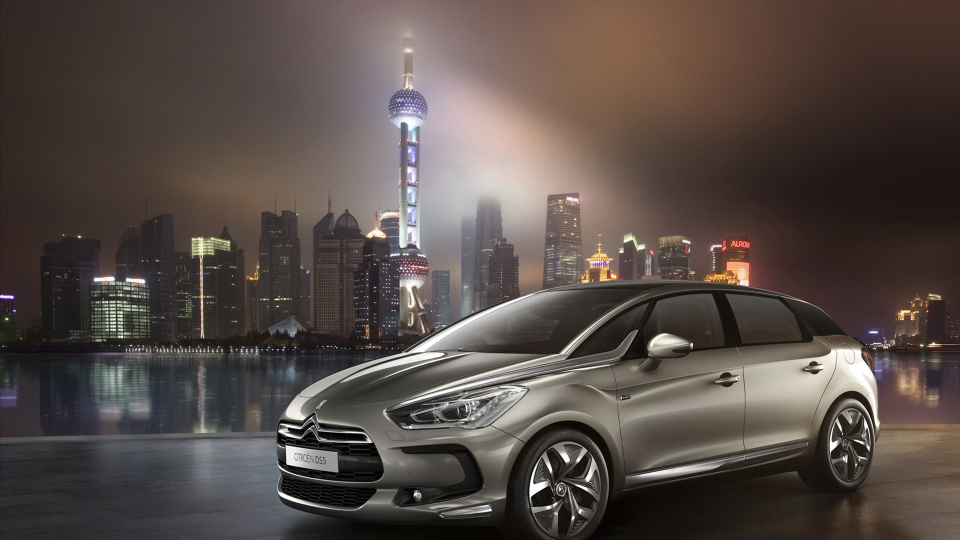 Citroen DS5 in Shanghai at Night HD Wallpaper