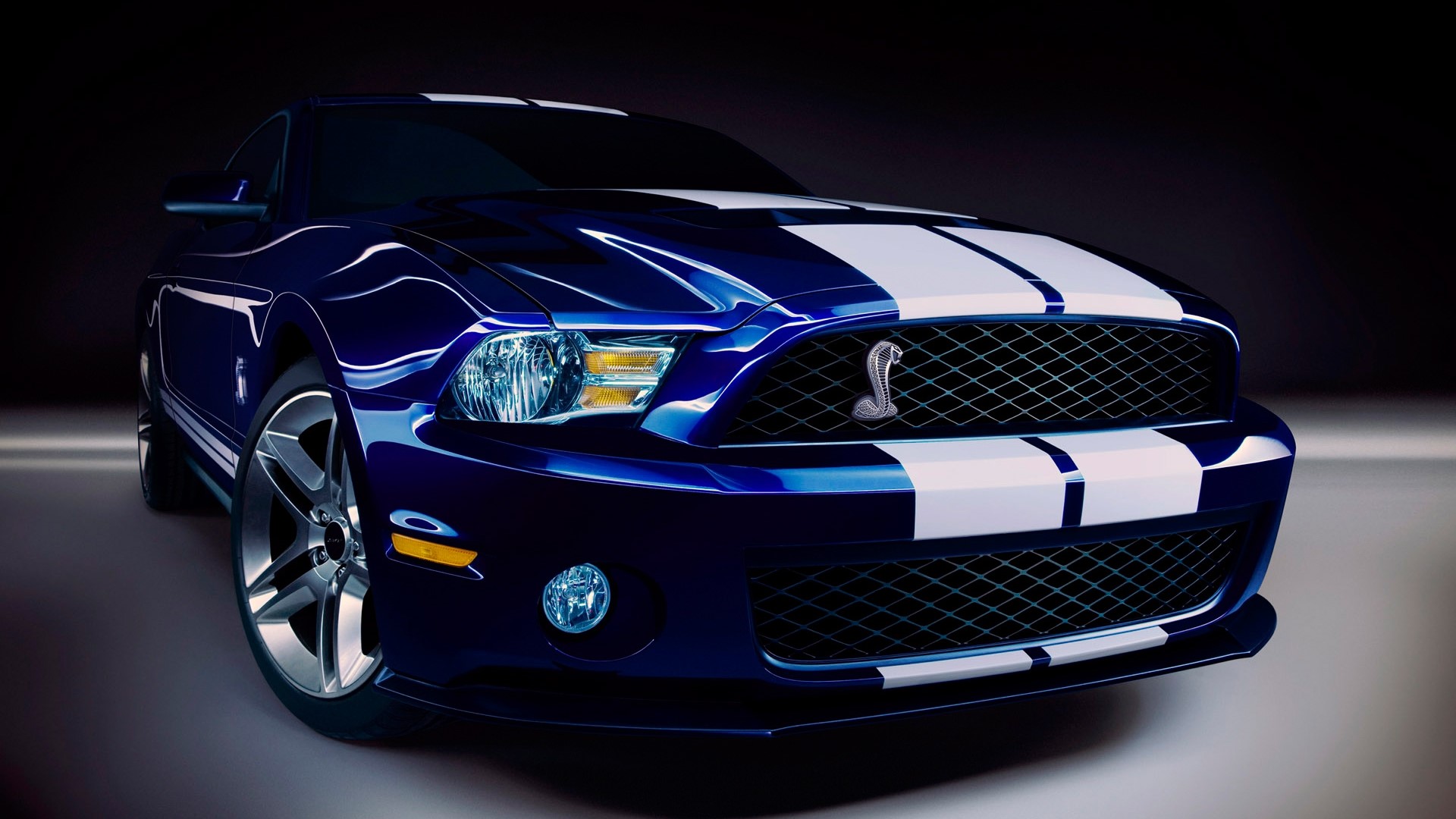 Blue Ford Mustang Shelby GT500 with White Stripes HD Wallpaper