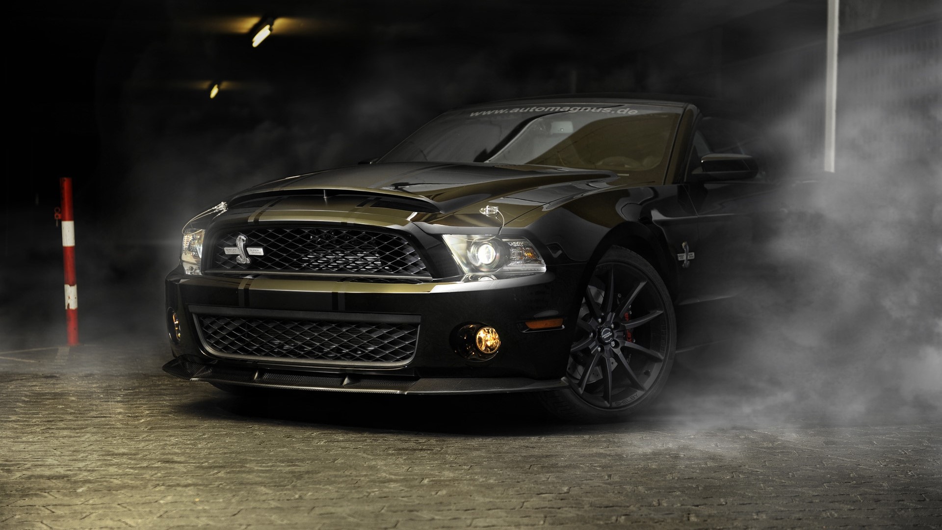 Black Ford Mustang Shelby GT500 with Smoke HD Wallpaper