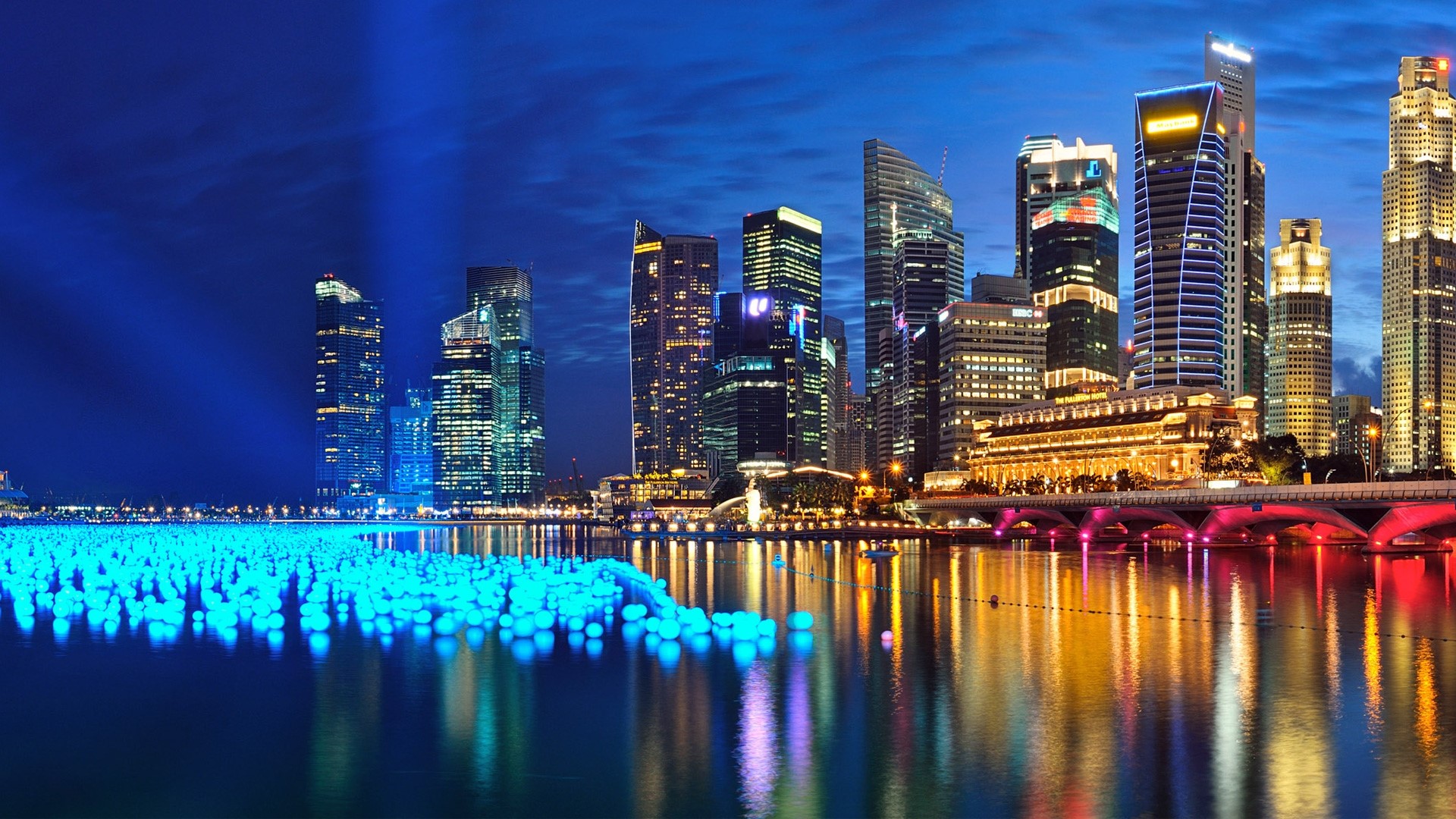 Marina Bay Singapore Skyline at Night HD Wallpaper