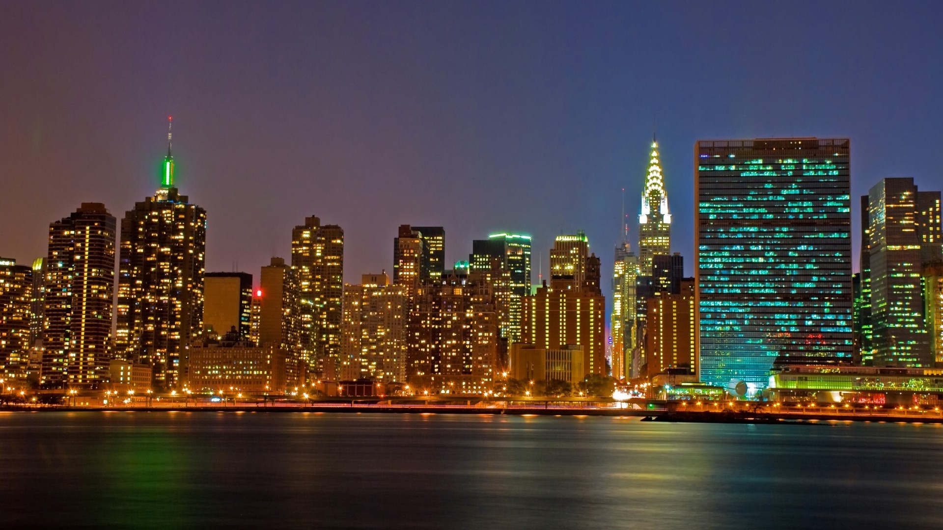 New York City Skyline at Night HD Wallpaper