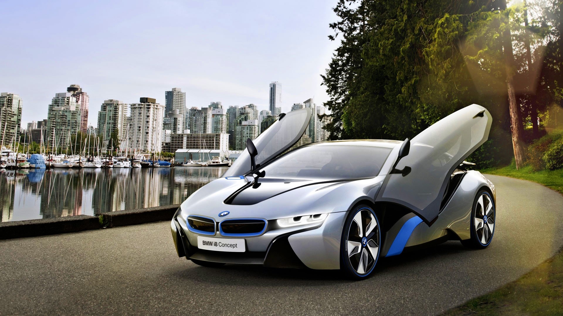 BMW i8 Concept car with butterfly doors HD Wallpaper
