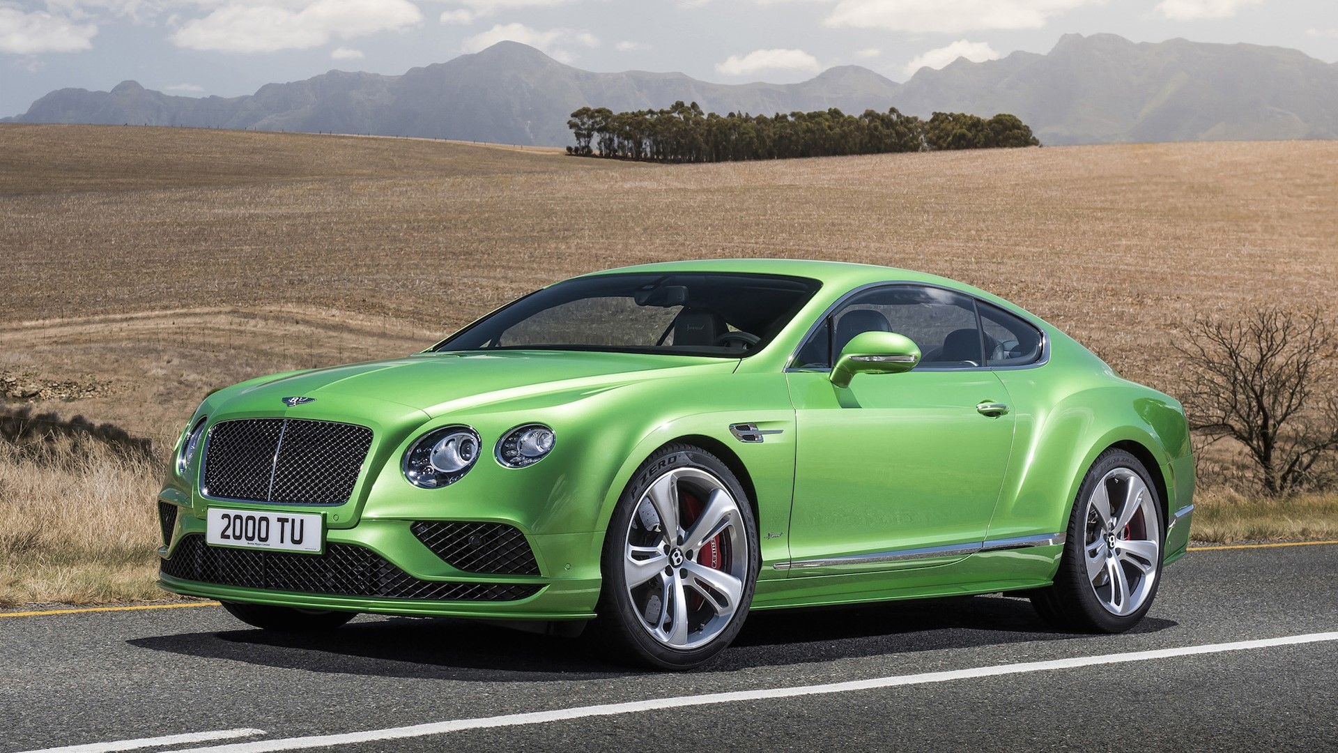 Green Bentley Continental GT4 on a road HD Wallpaper