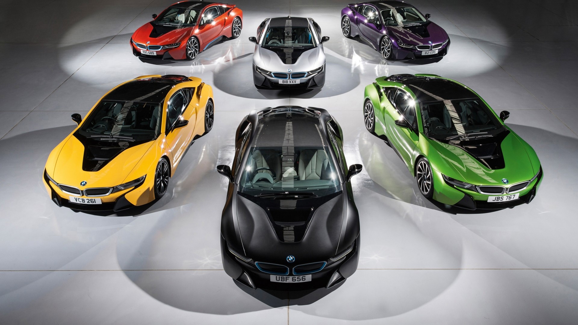 BMW i8 cars in various colors HD Wallpaper