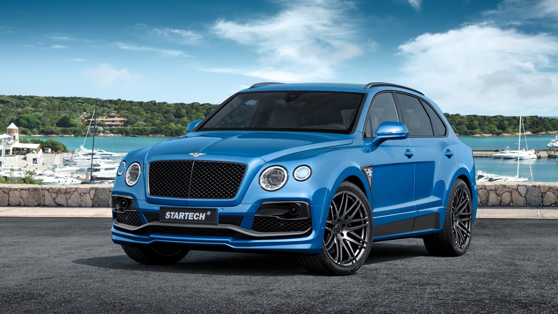 Blue Bentley Bentayga by Startech in a Marina HD Wallpaper