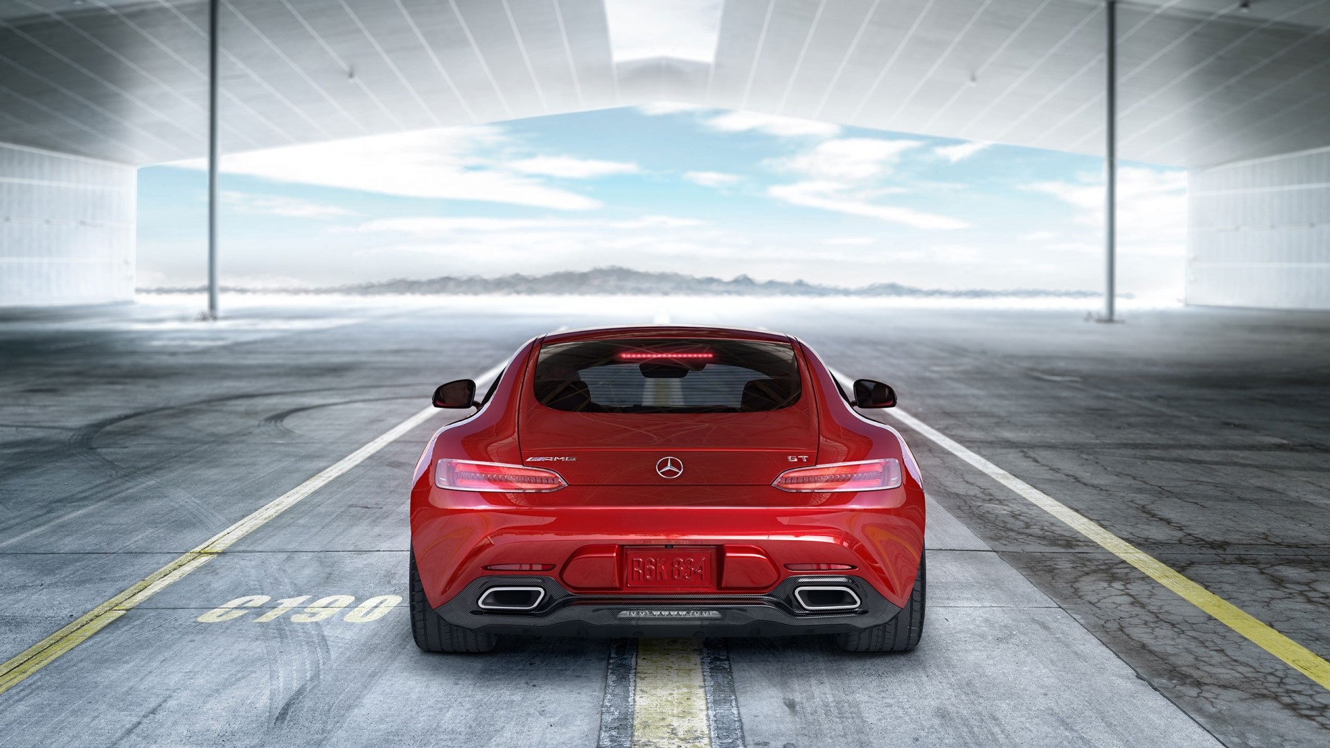 Red 2017 Mercedes-AMG GT S parked outdoors HD Wallpaper