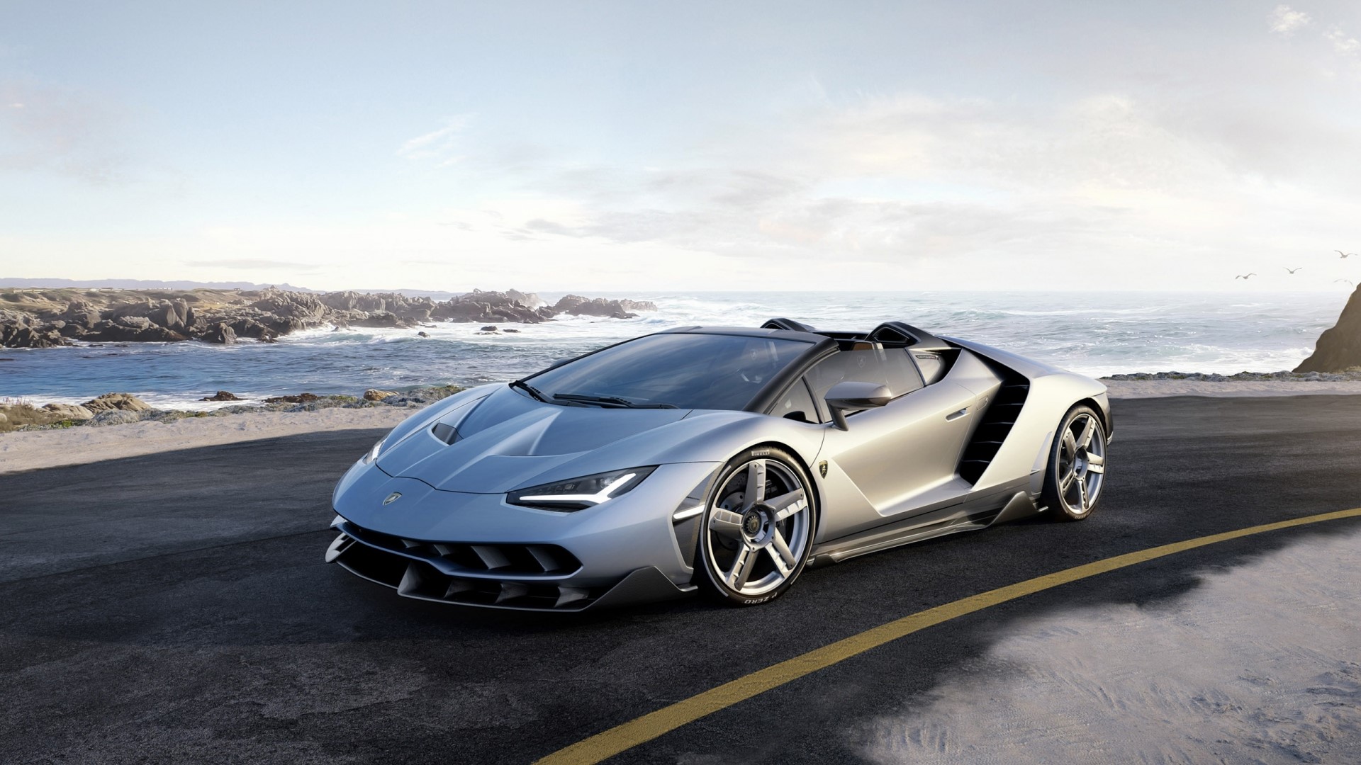 2017 Lamborghini Centenario Roadster by the ocean HD Wallpaper