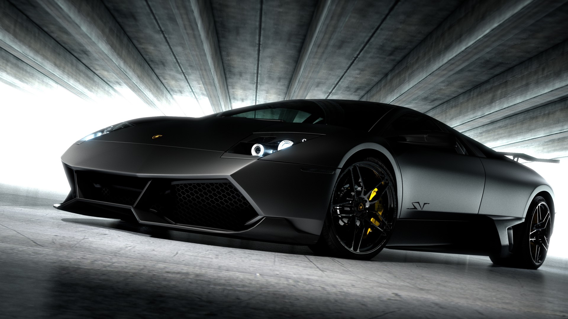 Black Lamborghini Murcielago LP670-4 SuperVeloce HD Wallpaper