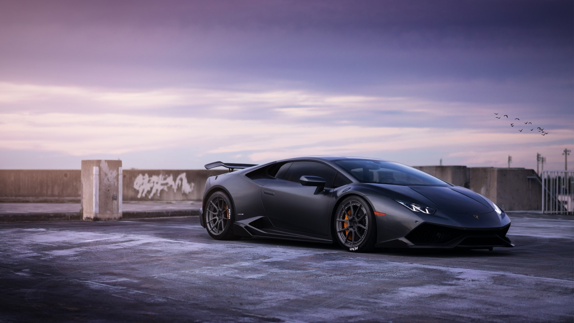 Dark gray Lamborghini Huracan on ADV.1 wheels HD Wallpaper