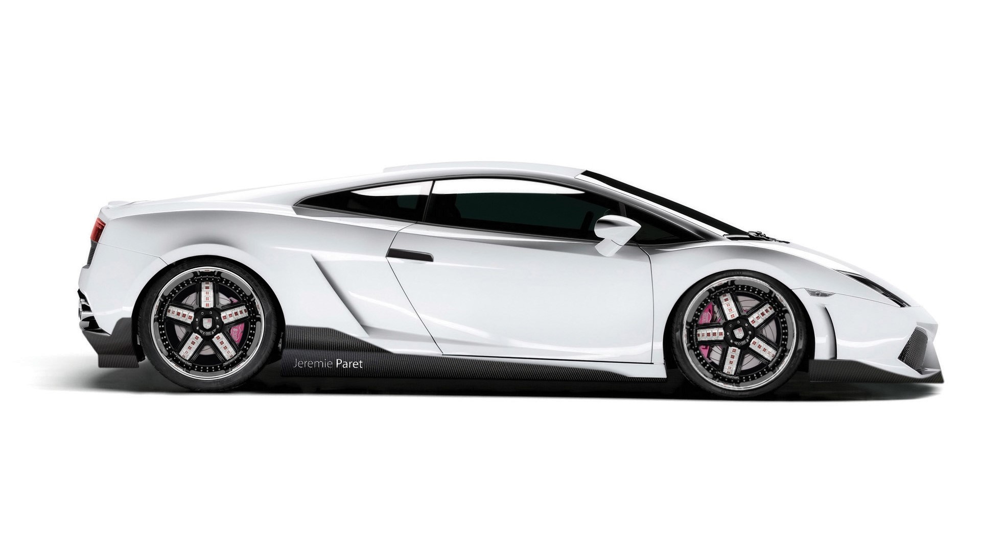 White Lamborghini Gallardo LP560 side view HD Wallpaper