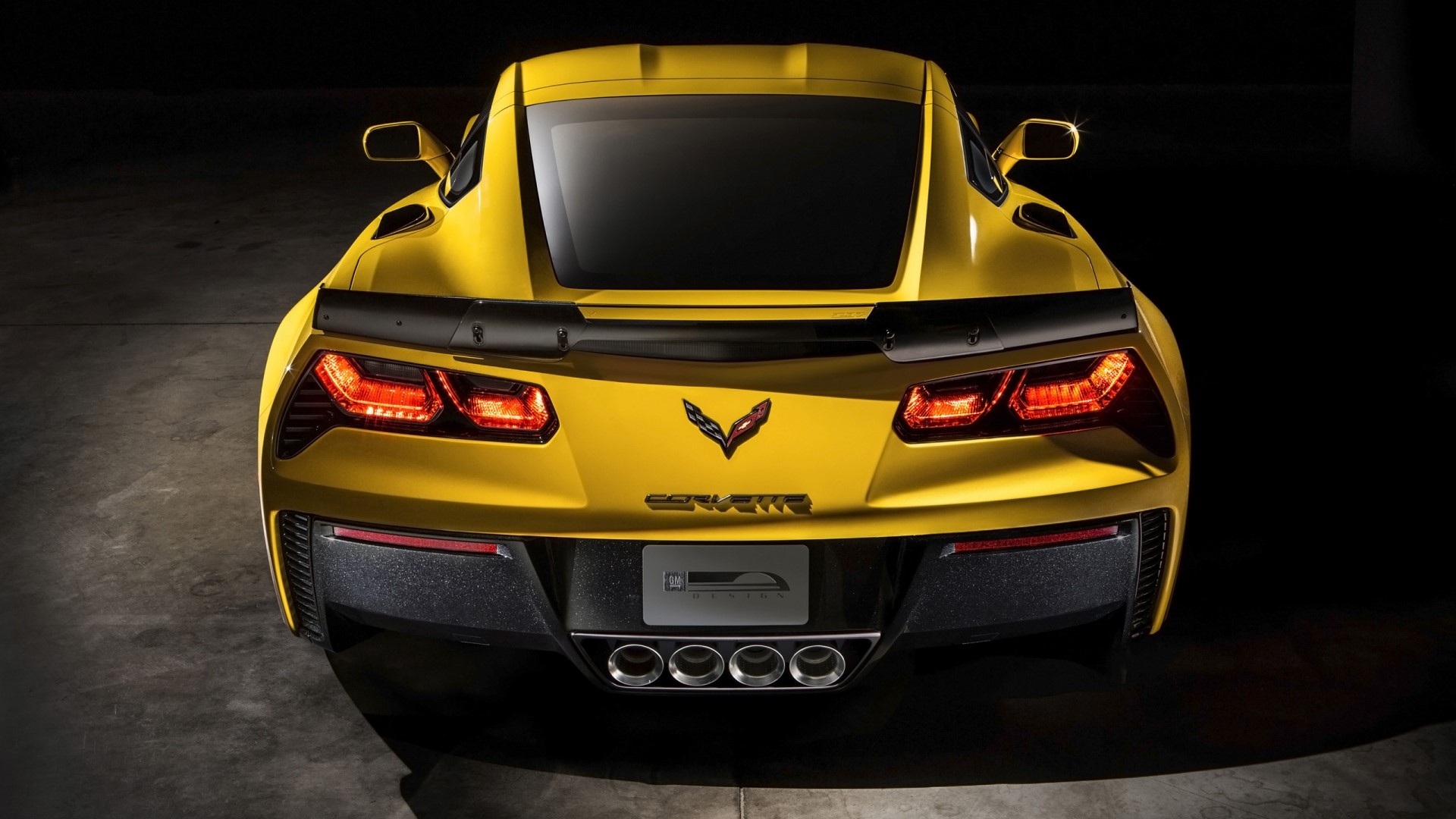 Yellow Chevrolet Corvette Rear View HD Wallpaper