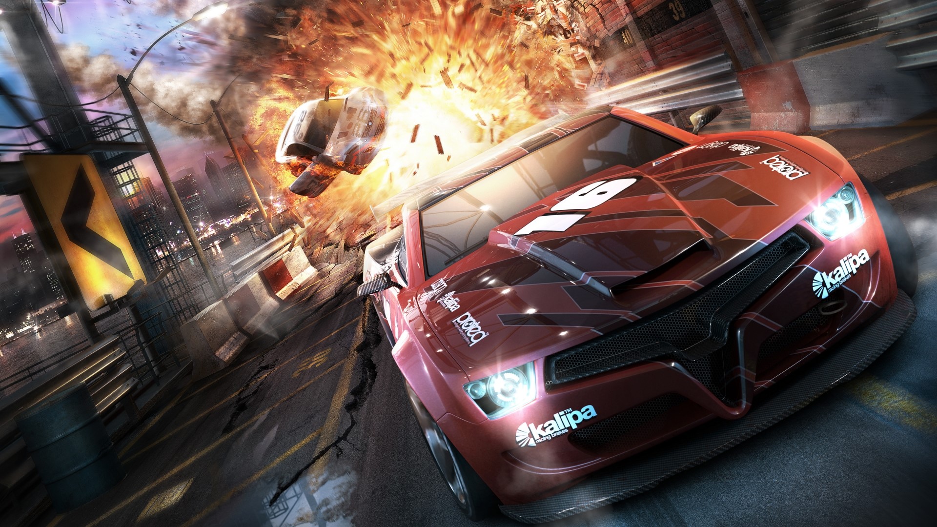 Split/Second game car crash explosion HD Wallpaper