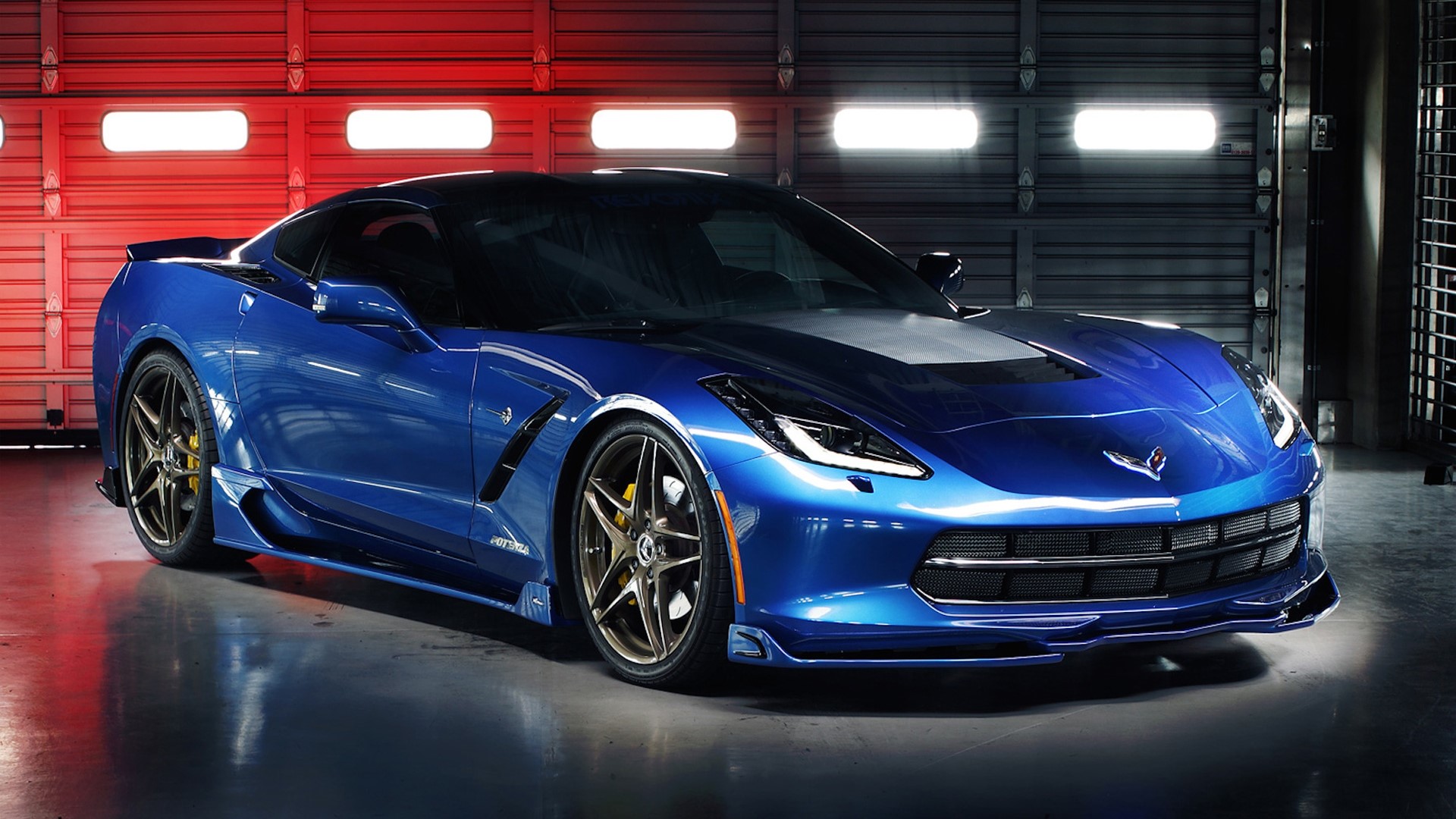 Blue Chevrolet Corvette with Revorix Body Kit HD Wallpaper