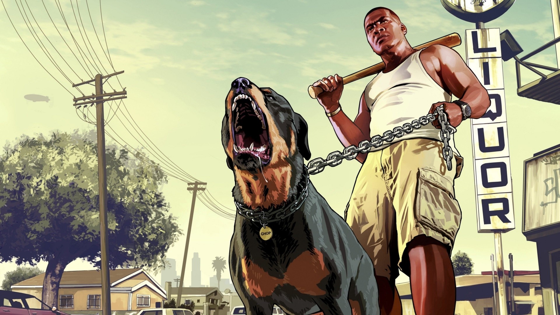 Franklin Clinton and Chop from Grand Theft Auto V HD Wallpaper