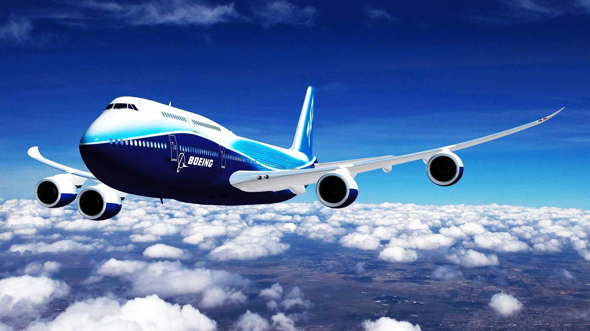 Boeing 747 airplane flying above clouds HD Wallpaper